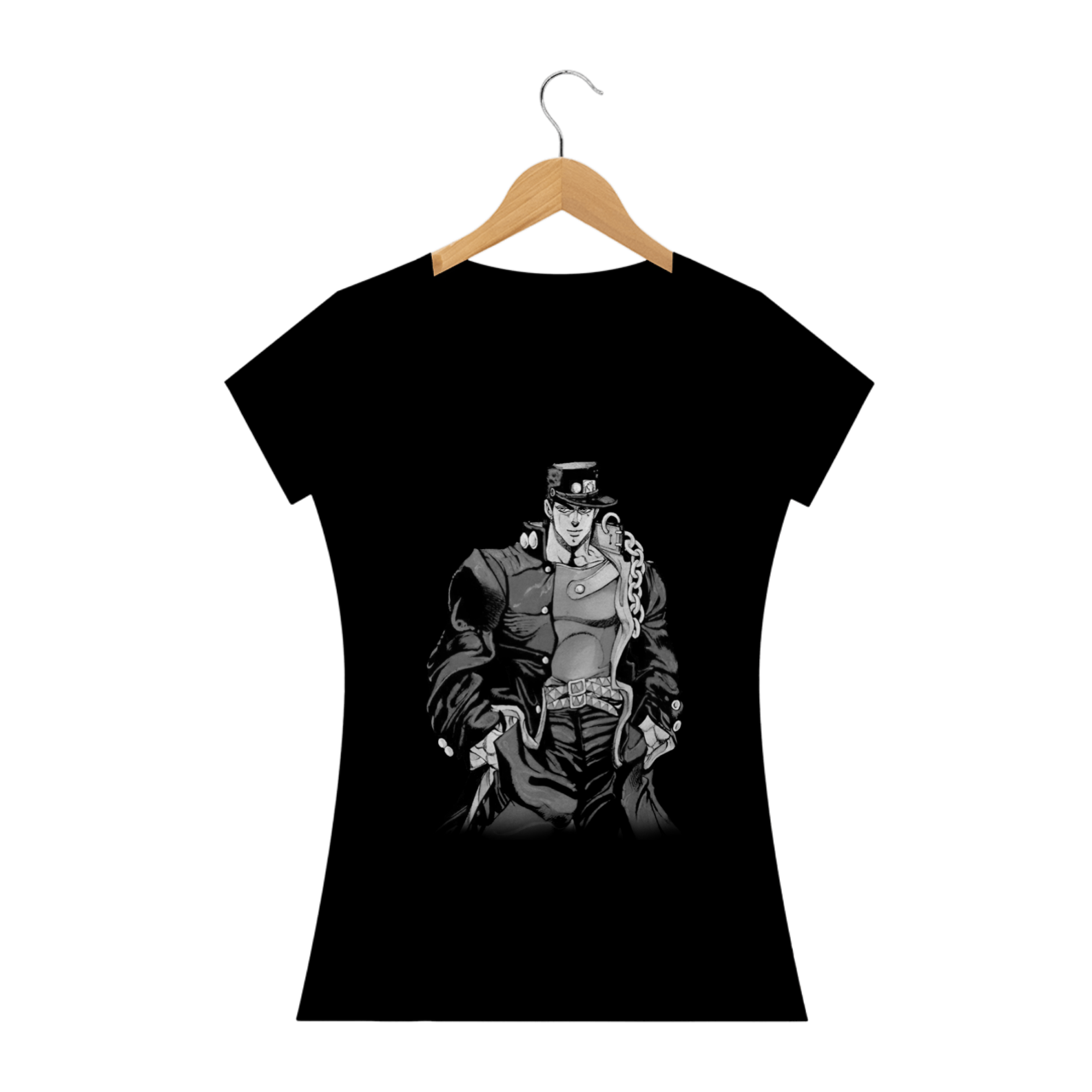 Nome do produto: Camiseta Feminina Jotaro Kujo - Camiseta JoJo\'s Bizarre Adventure Part: 3 Stardust Crusaders