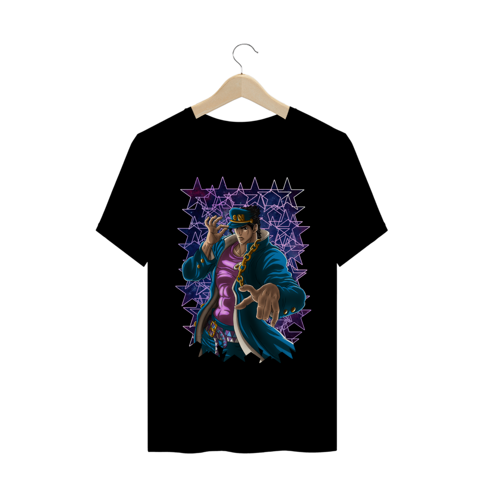 Nome do produto: Camiseta Jotaro e Star Platinum - Camisa JoJo\\\'s bizarre Adventure