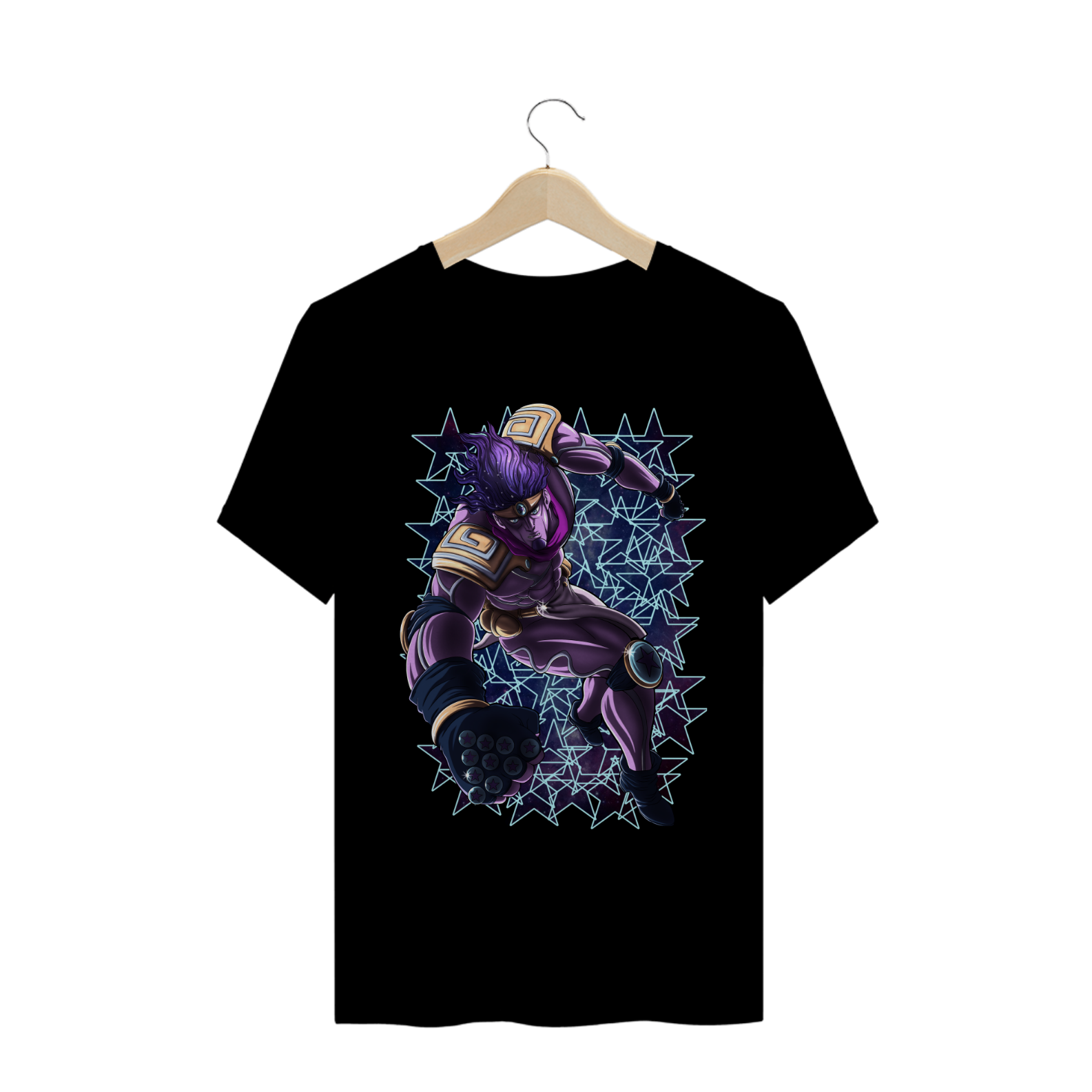 Nome do produto: Camiseta Jotaro e Star Platinum - Camisa JoJos Bizarre Adventure