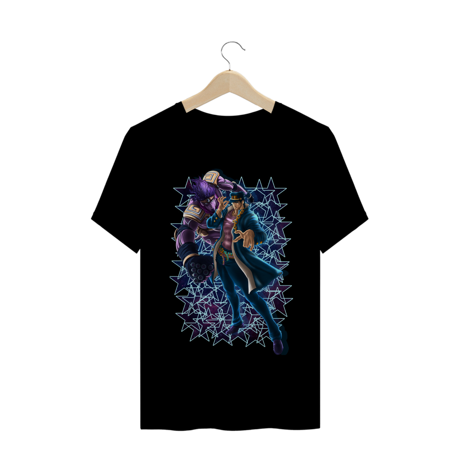 Nome do produto: Camiseta Jotaro e Star Platinum - Camisa JoJos Bizarre Adventure