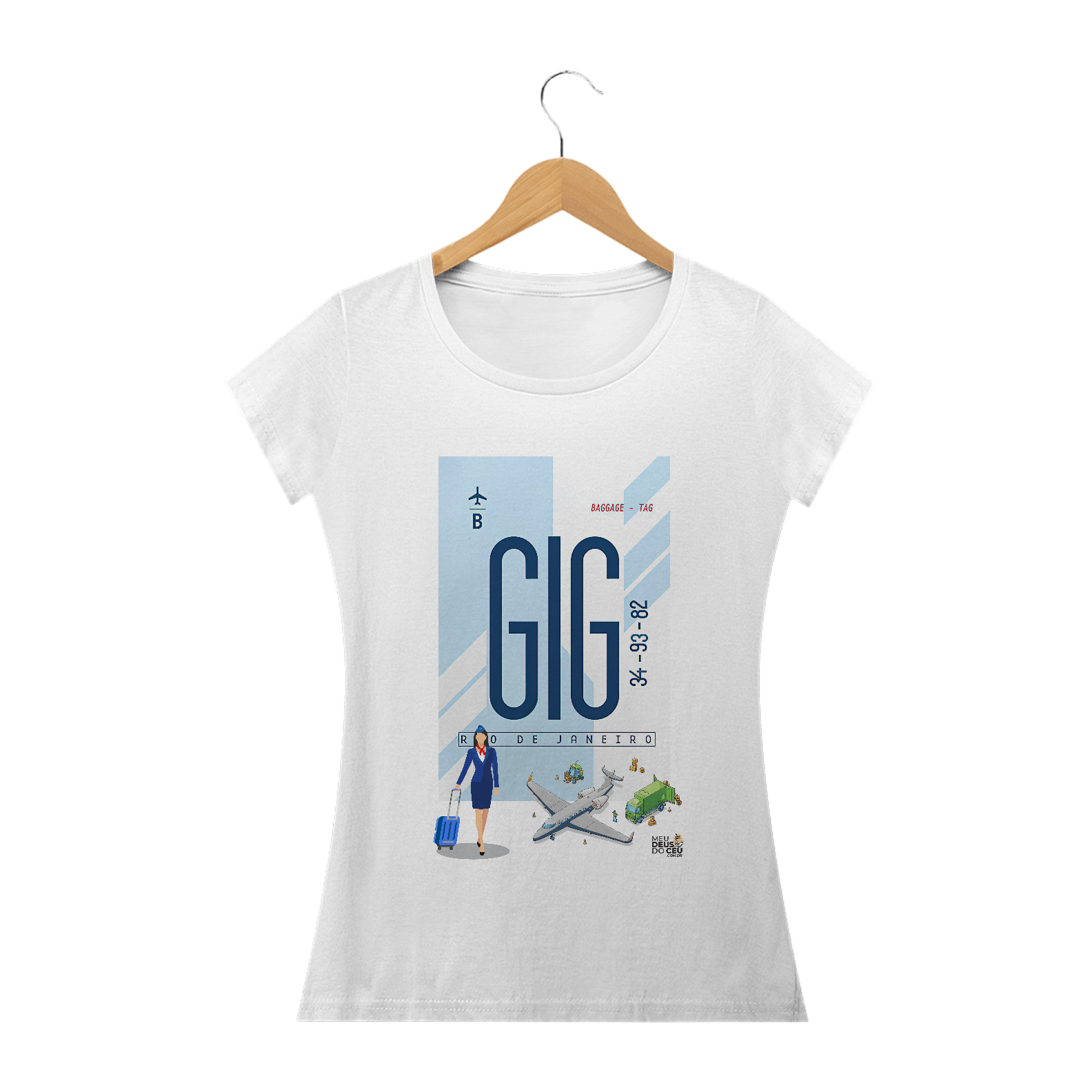 Nome do produto: Babylook Fem. GIG IATA Galeão Rio de Janeiro Comissária