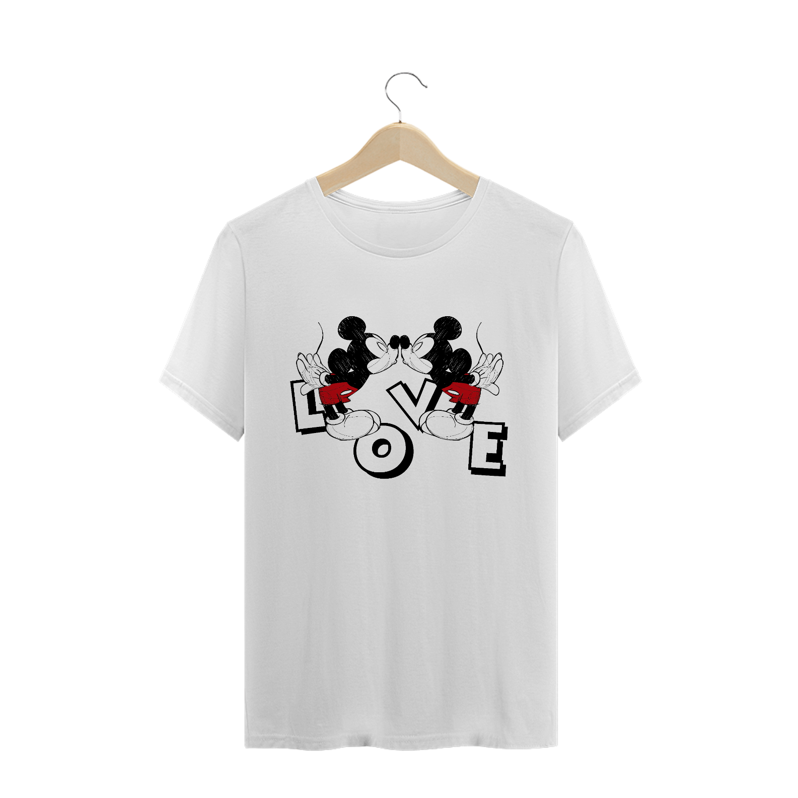 Nome do produto: T-Shirt Mickey & Mickey Namorados LOVE (Branca)