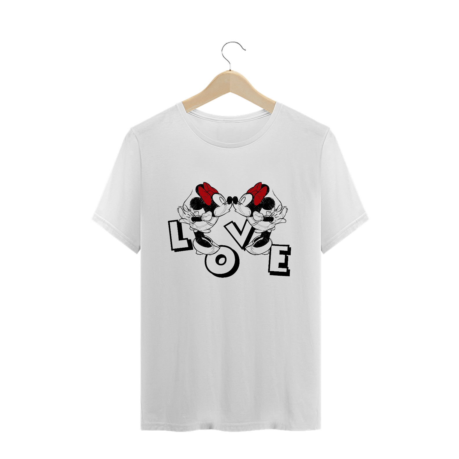 Nome do produto: T-Shirt Minnie & Minnie Namorados LOVE (Branca)