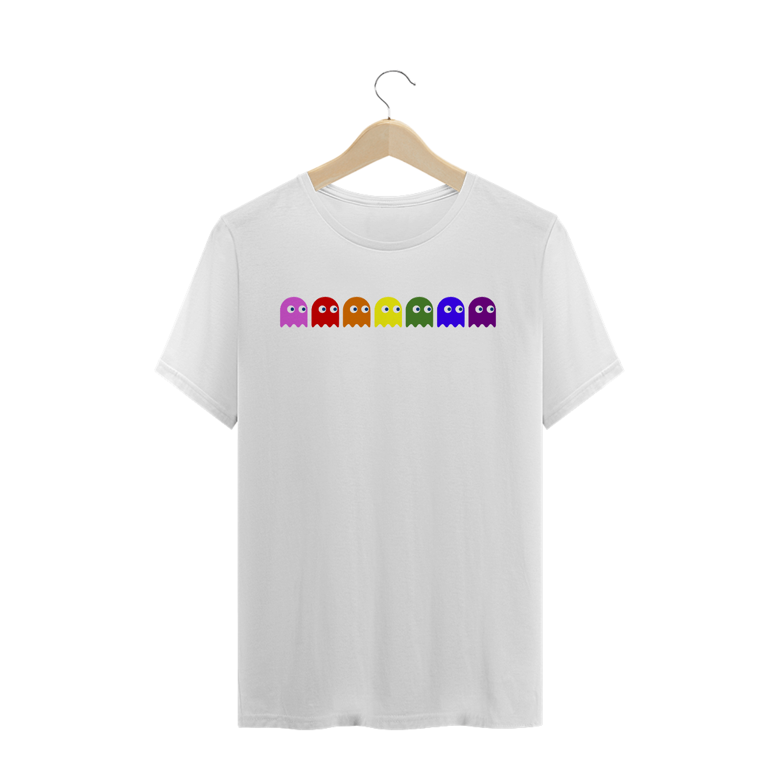 Nome do produto: T-Shirt Ghosts PacMan Rainbow