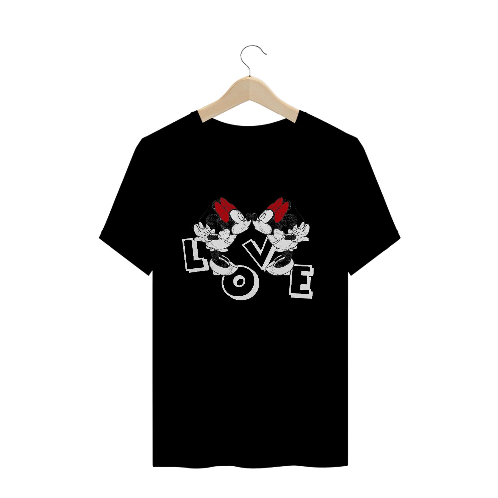 Nome do produto: T-Shirt Minnie & Minnie Namorados LOVE (Preta)