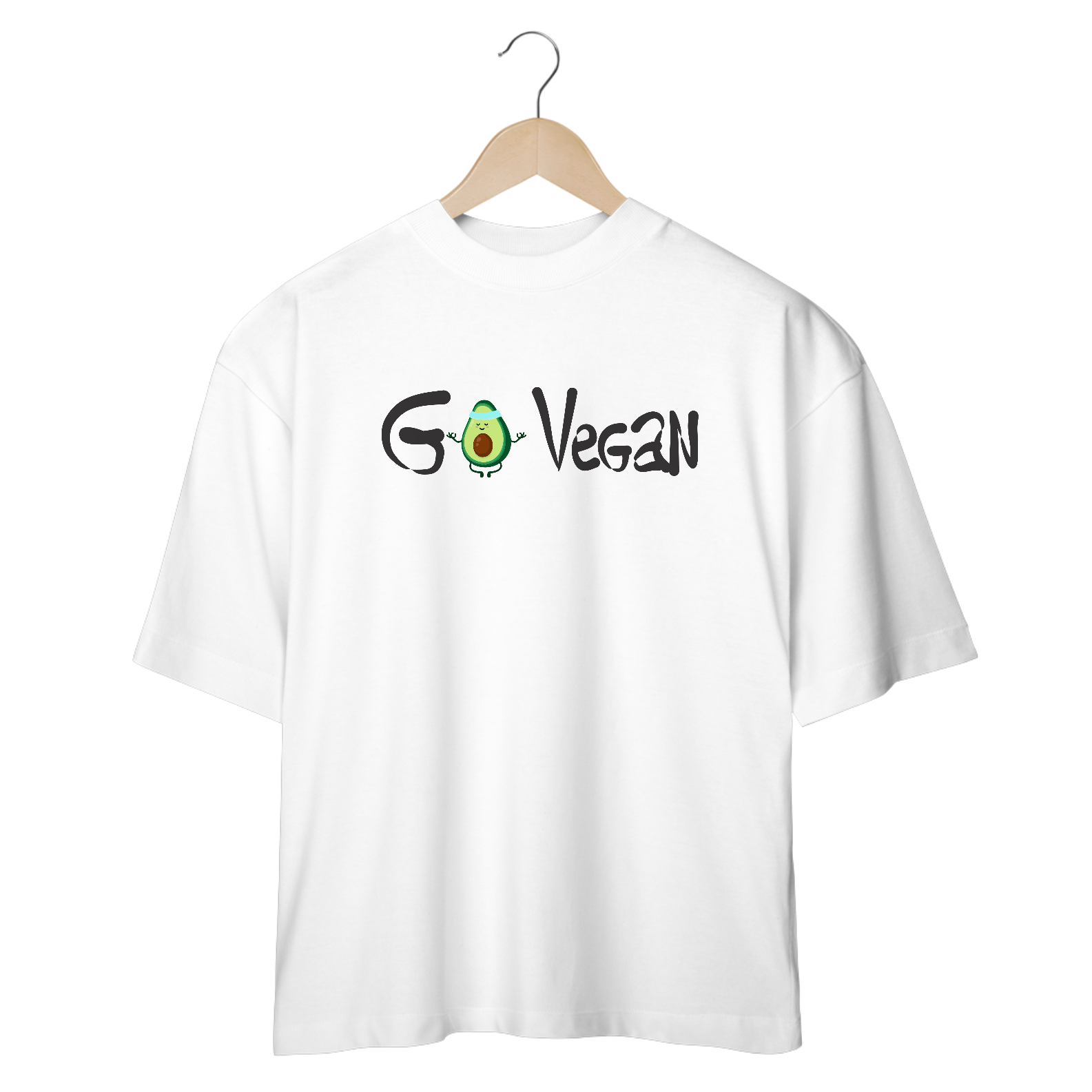 Camiseta Oversized  | GO VEGAN | Abacate