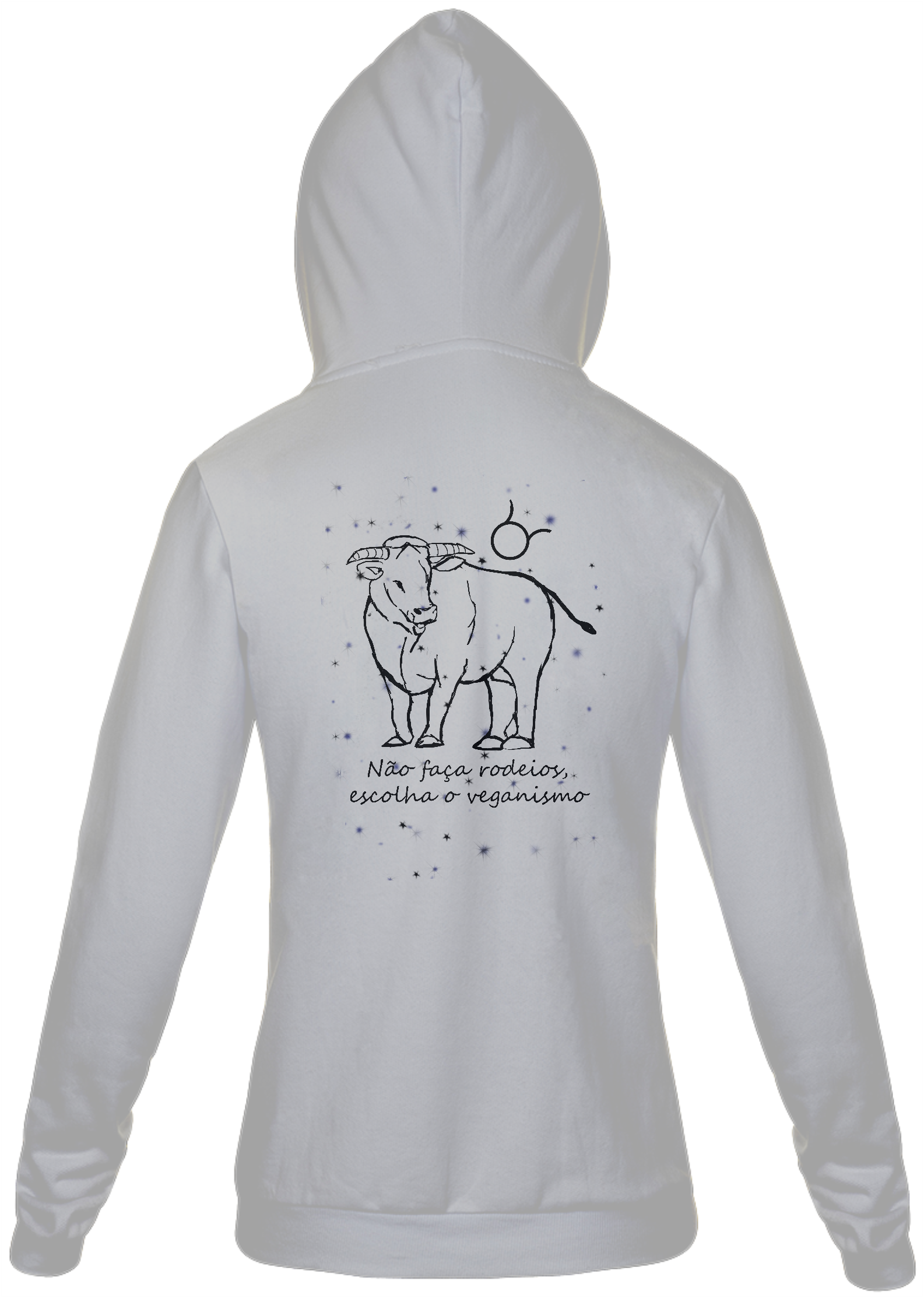 Moletom Com Zíper Unissex | Touro | Não faça rodeios, escolha o veganismo | P&B 