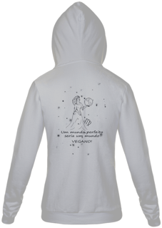 Moletom Com Zíper Unissex | Virgem | Um mundo perfeito seria um mundo VEGANO! | P&B 