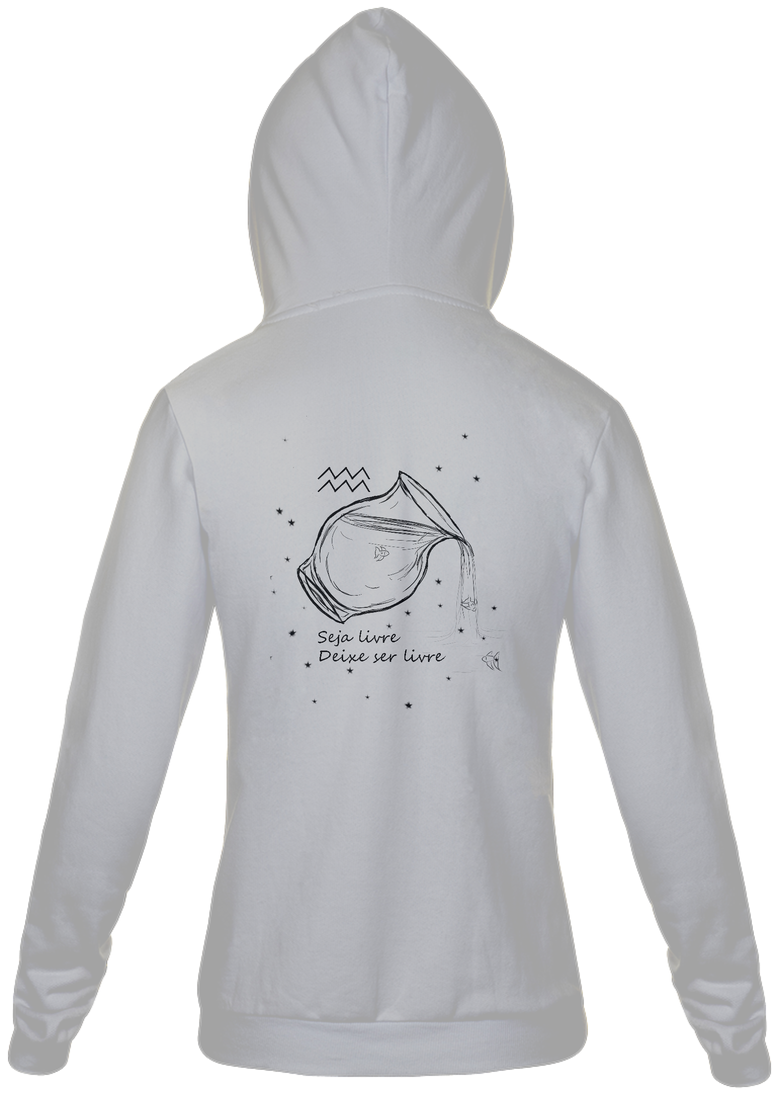 Nome do produto: Moletom Com Zíper Unissex | Aquário | Seja livre, Deixe ser livre | P&B 