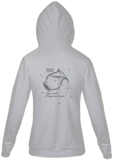 Moletom Com Zíper Unissex | Aquário | Seja livre, Deixe ser livre | P&B 