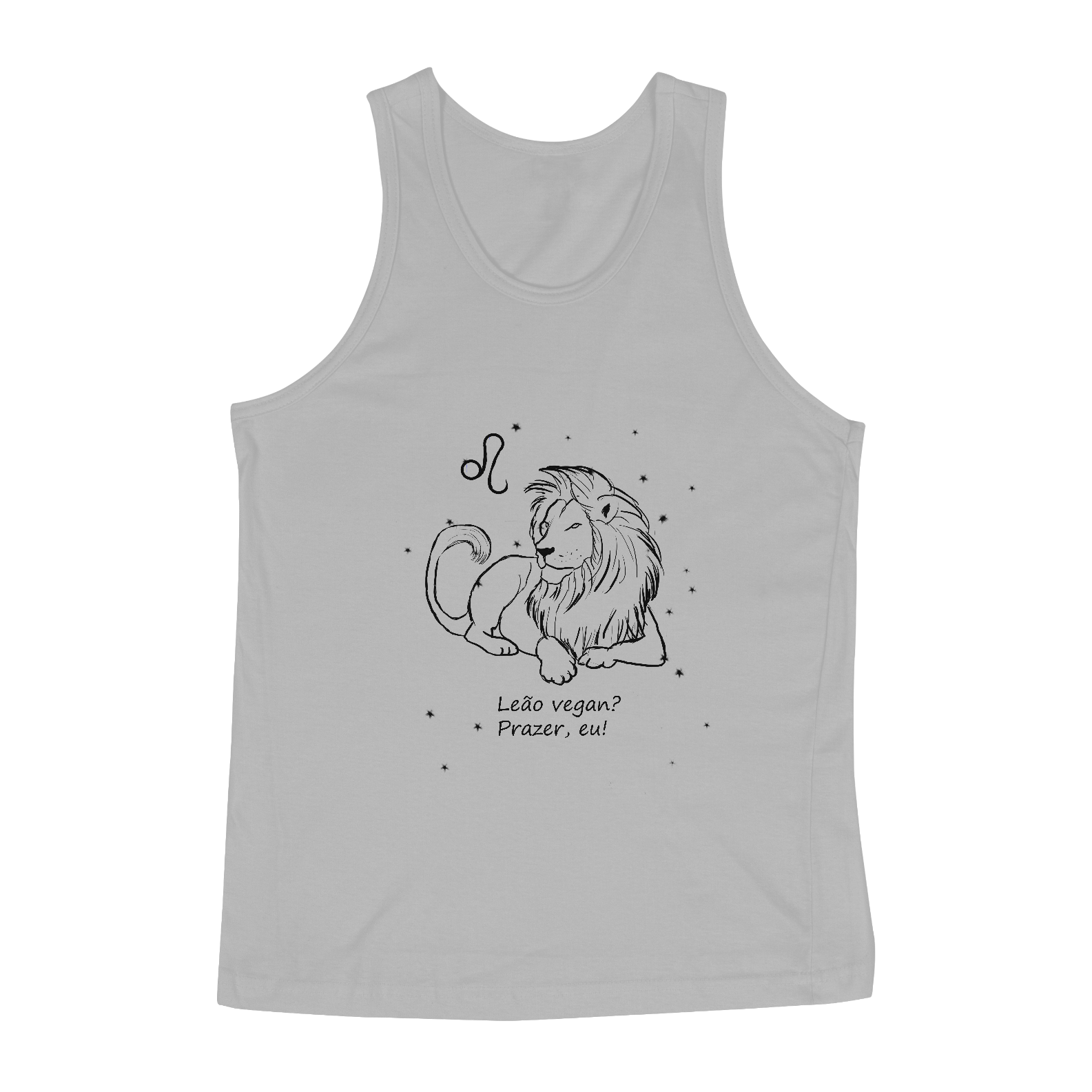 Nome do produto: Regata Masculina | Leão | Leão vegan? Prazer, eu! | P&B