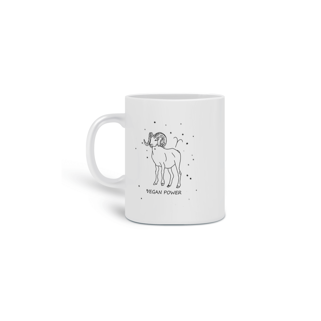 Nome do produto: Caneca | Áries | Vegan Power | P&B