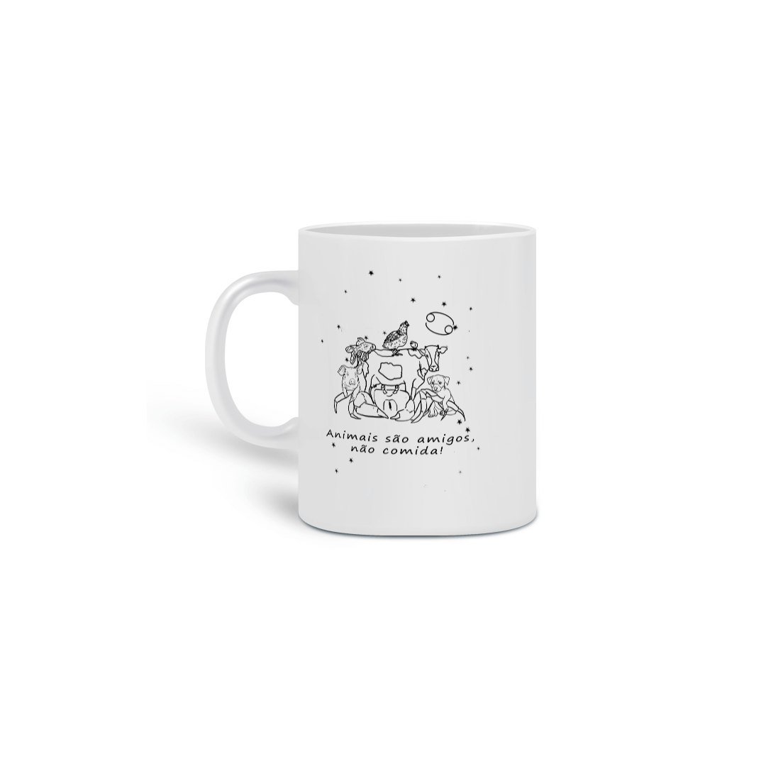 Caneca | Câncer | Animais são amigos, não comida! | P&B