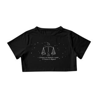 Camiseta Cropped | Libra | Coloque na balança e verá: O futuro é vegano! | P&B