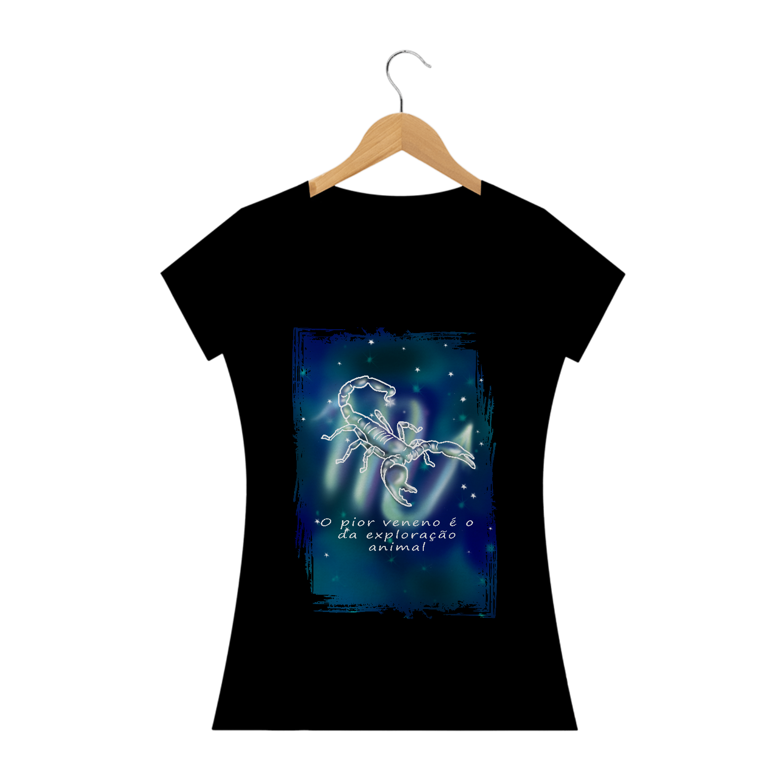 Camiseta Baby Long | Escorpião | O pior veneno é o da exploração animal | Color