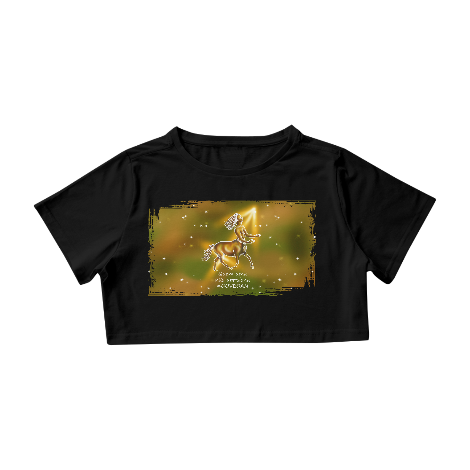 Camiseta Cropped | Sagitário | Quem ama não aprisiona #govegan | Color