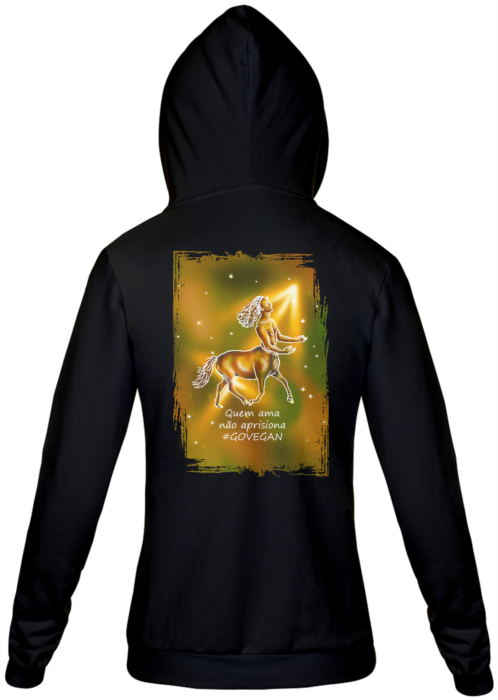 Moletom Com Zíper Unissex | Sagitário | Quem ama não aprisiona #govegan | Color