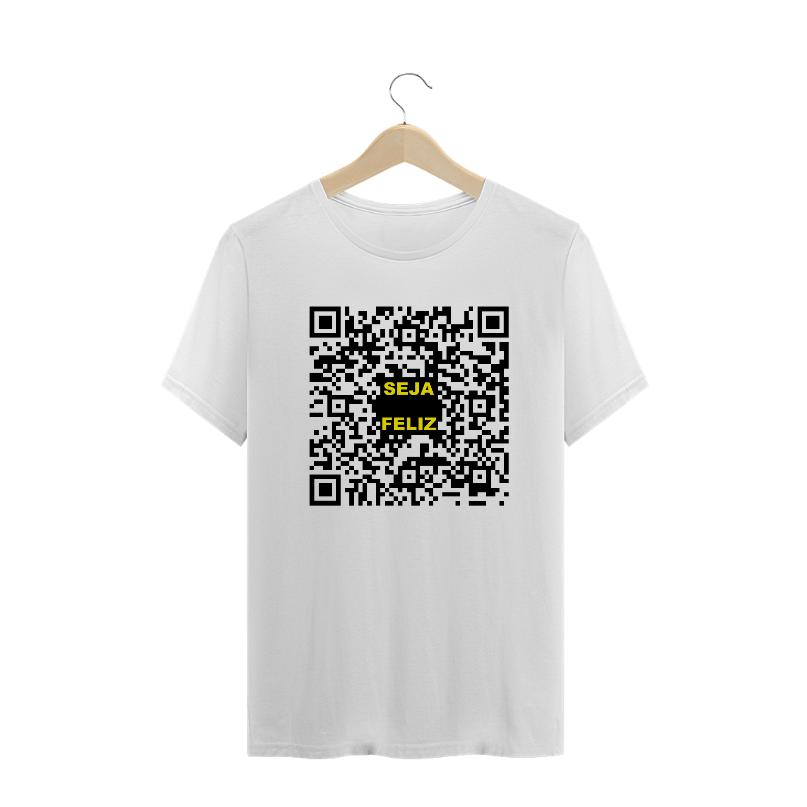 Nome do produto: Camiseta QRCode Seja Feliz