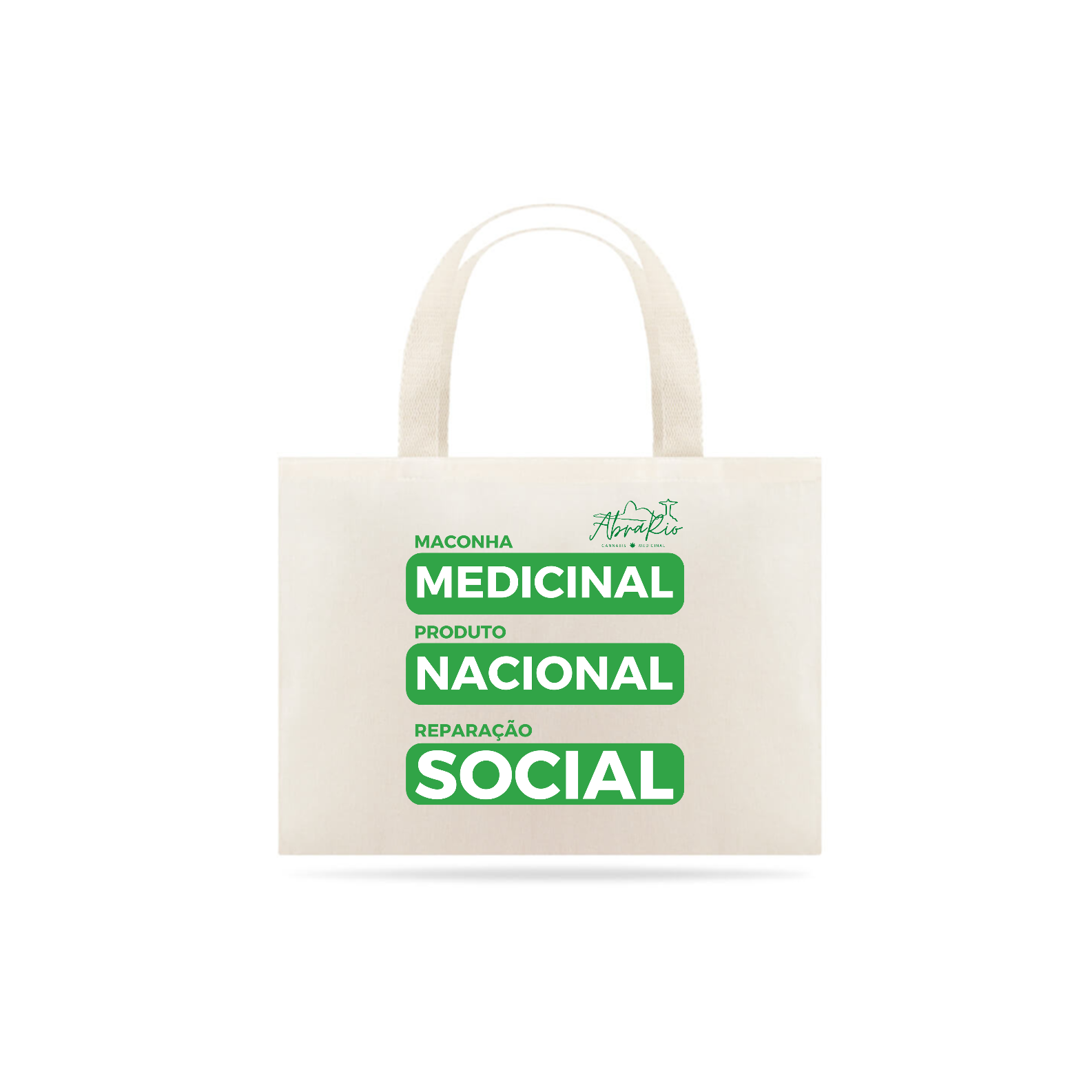Nome do produto: Eco Bag Verde e Branco - Medicinal, Nacional e Social