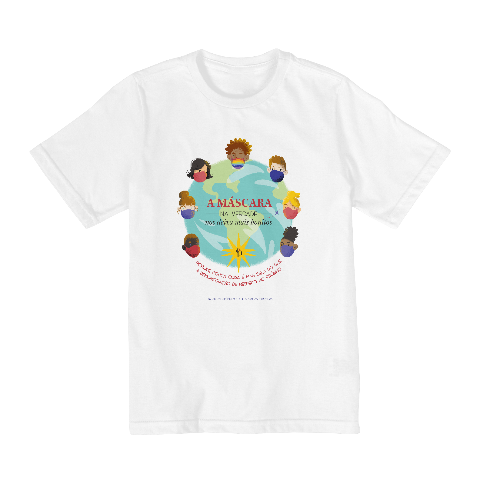 Nome do produto: Camiseta Máscara infantil branca (10 a 14 anos) 