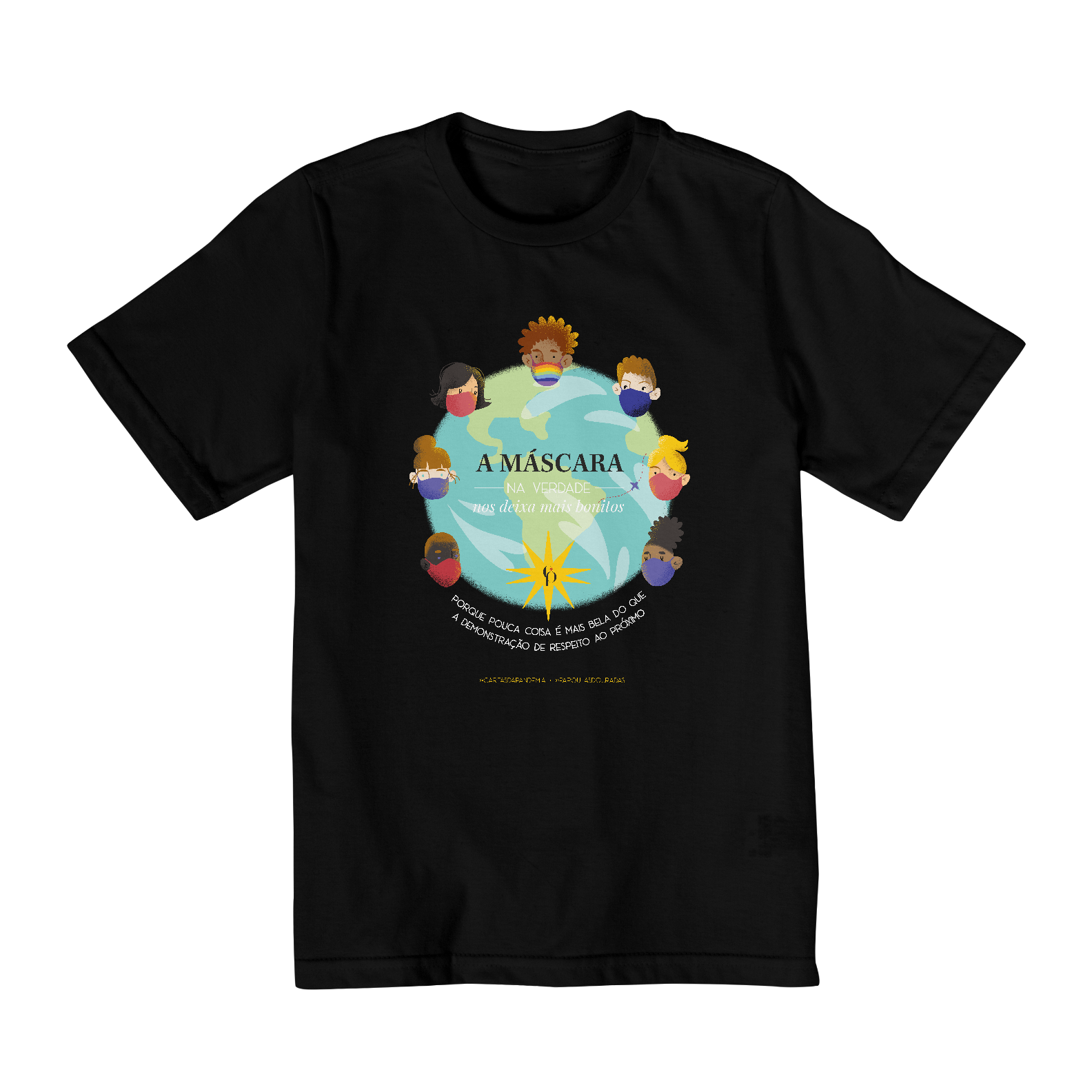 Nome do produto: Camiseta Máscara infantil preta (2 a 8 anos)