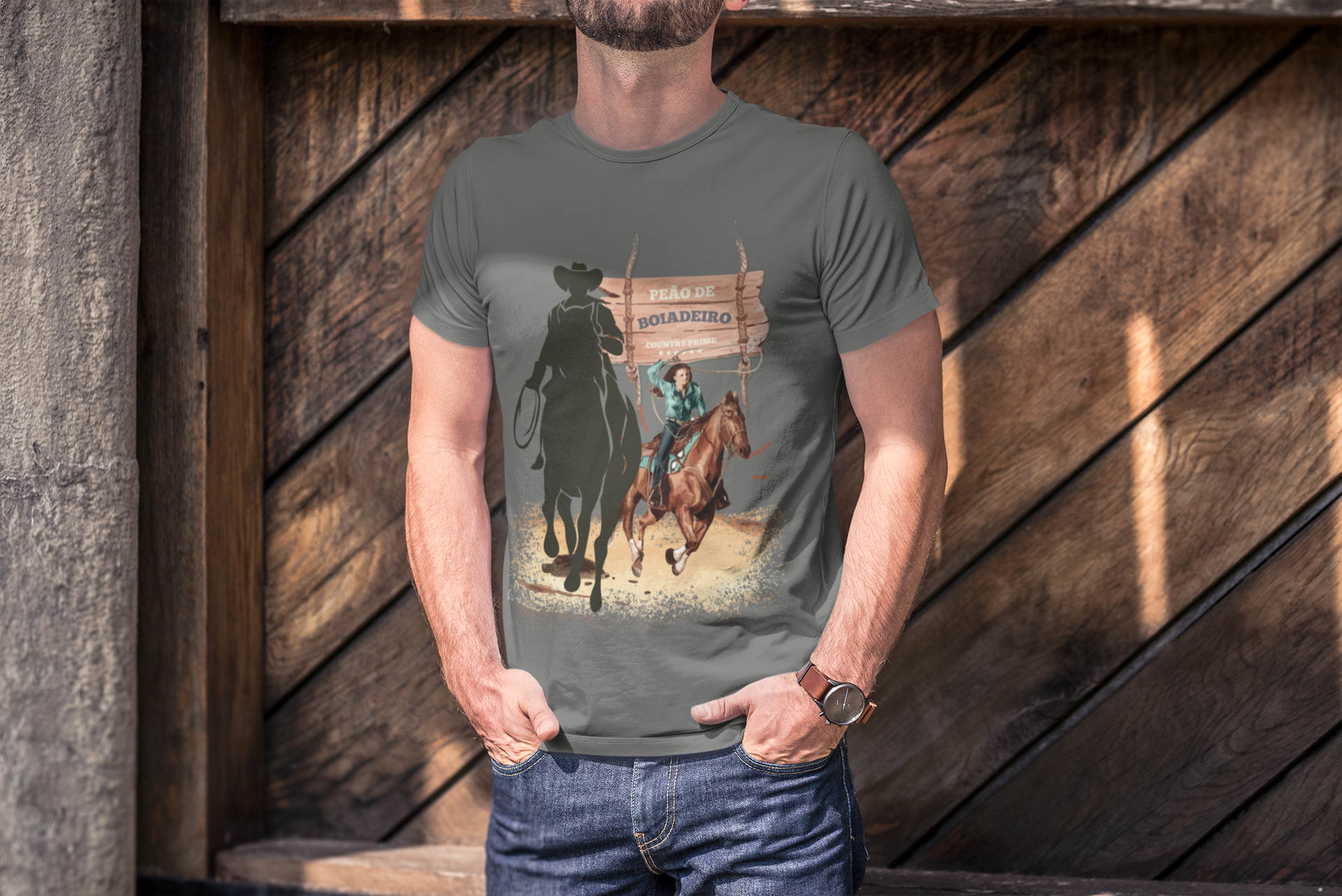 Nome do produto: Camiseta Estonada Peão de Boiadeiro - Homem