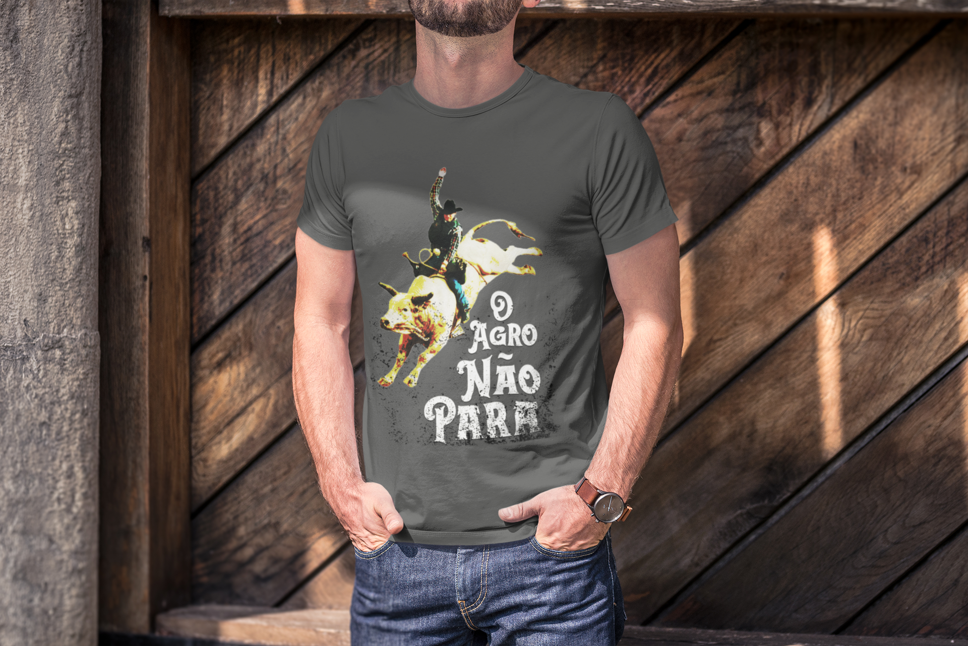 Nome do produto: Camiseta Estonada O Agro Não Para - Homem