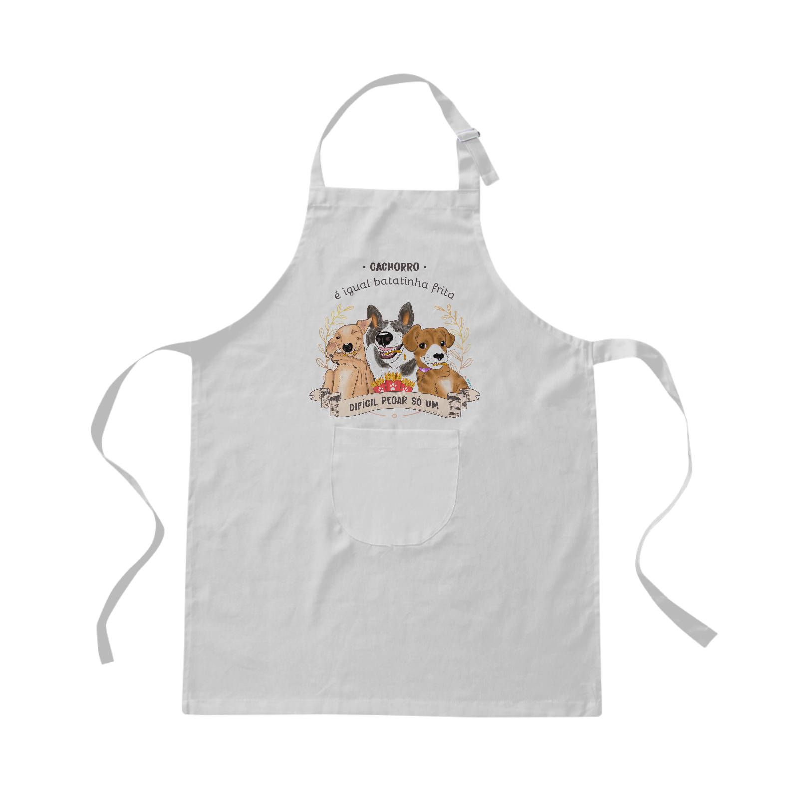 Nome do produto: Avental Brim Cachorro é Igual Fritas Branco