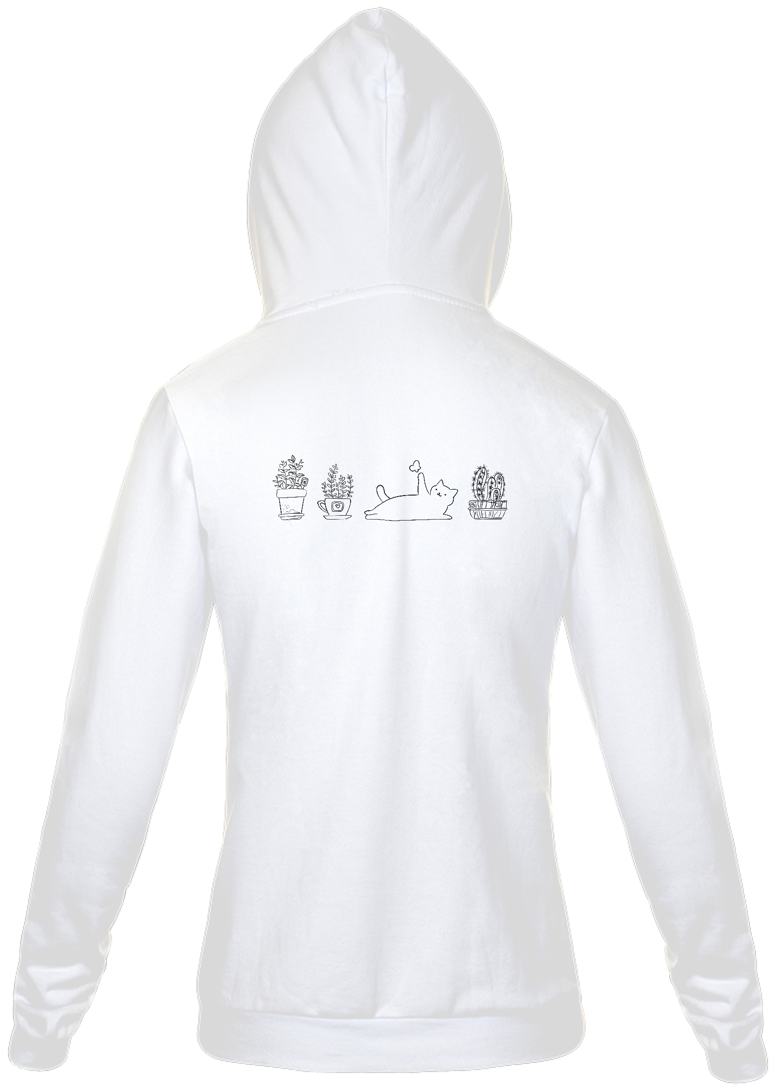 Nome do produto: Moletom com Zíper Gatos e Plantas Branco