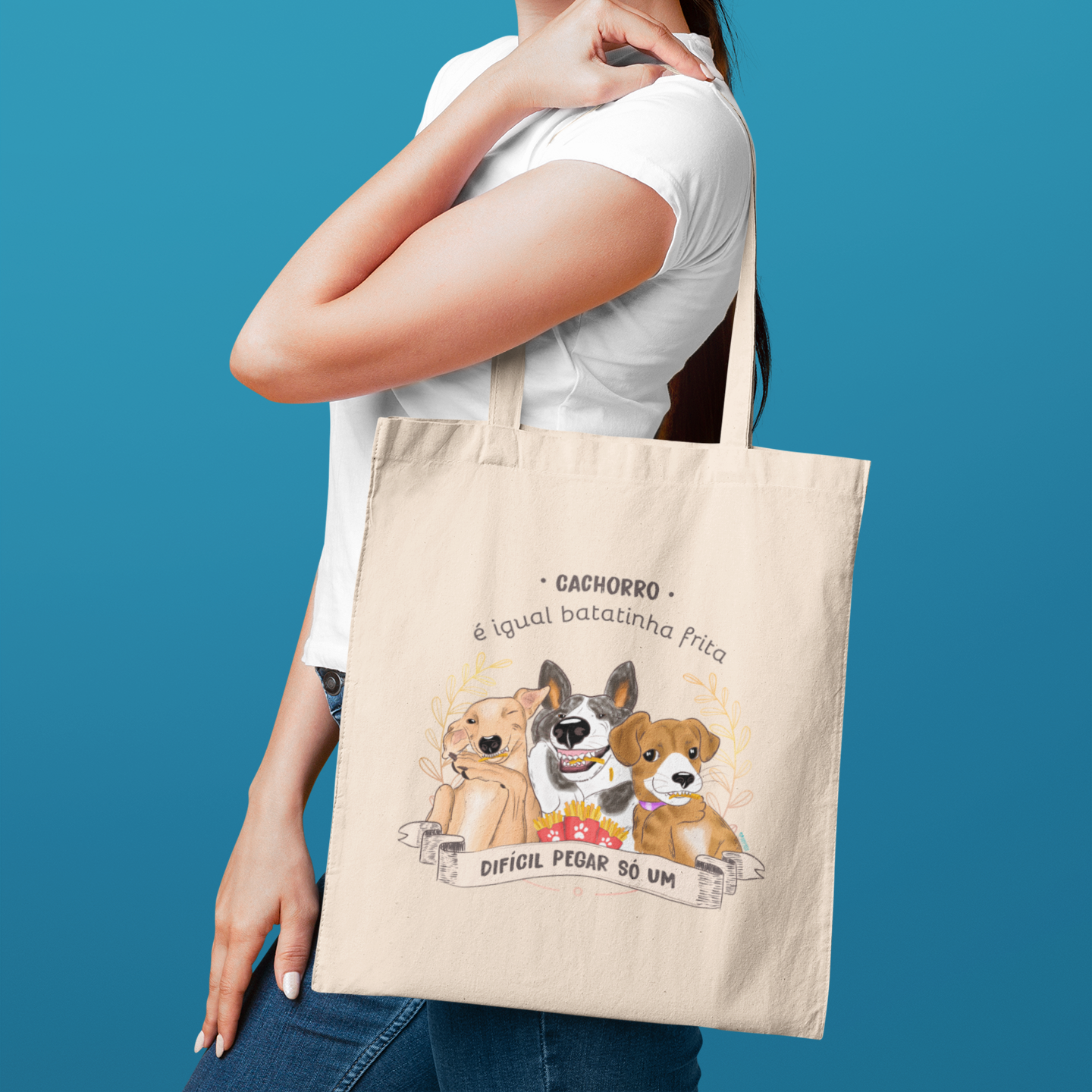 Nome do produto: Ecobag Cachorro é Igual Fritas