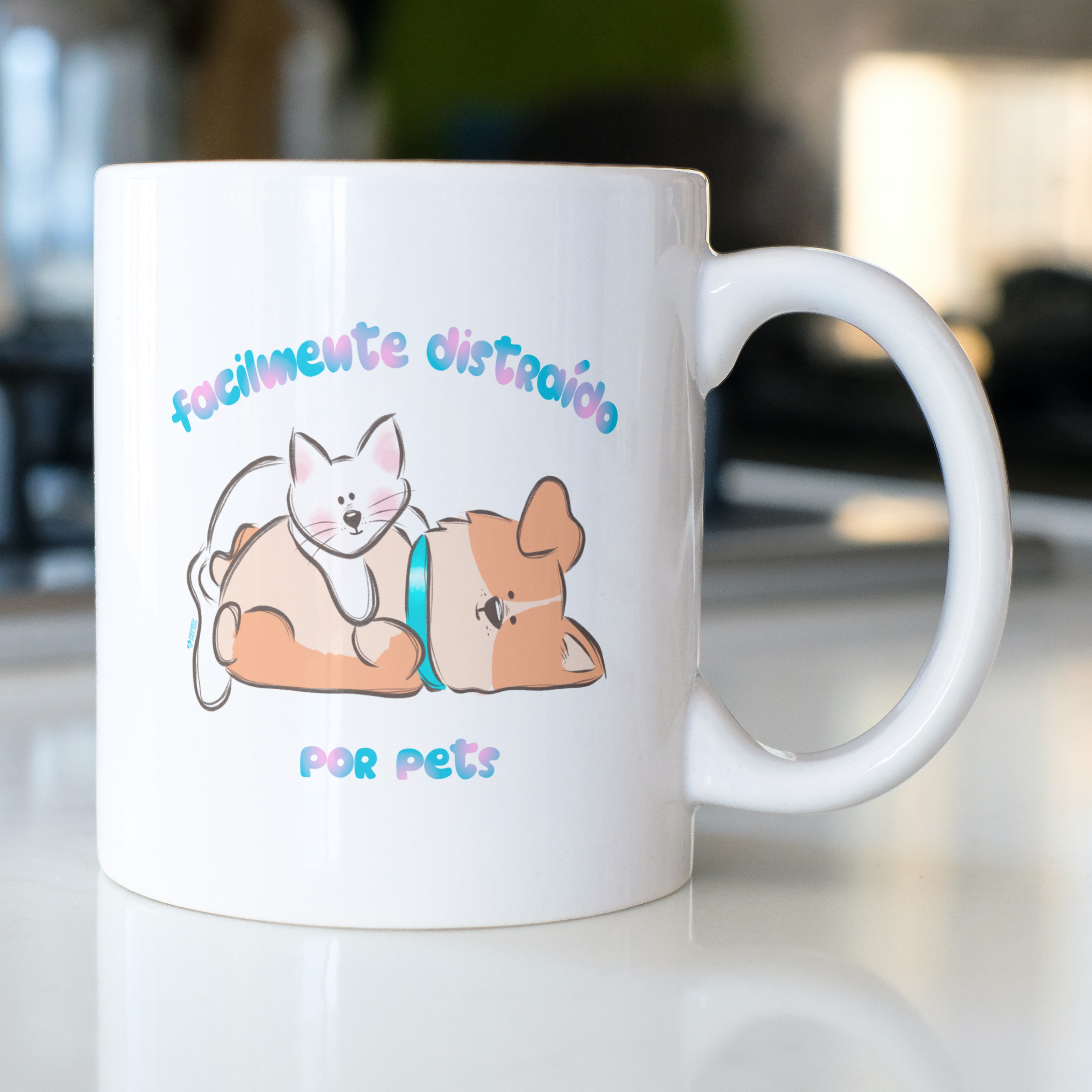 Nome do produto: Caneca Facilmente Distraído por Pets
