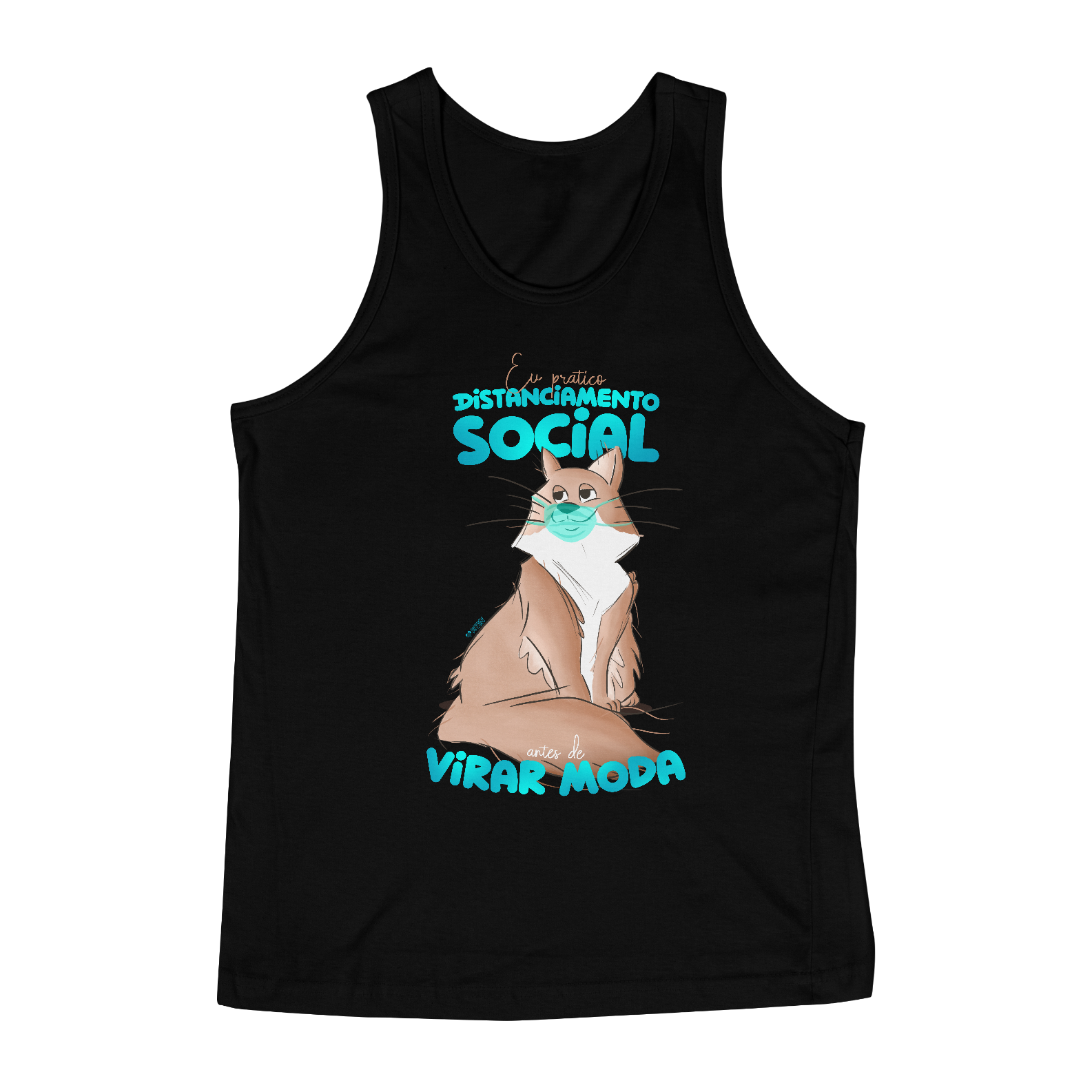 Nome do produto: Regata Masculina Gato Distanciamento Social