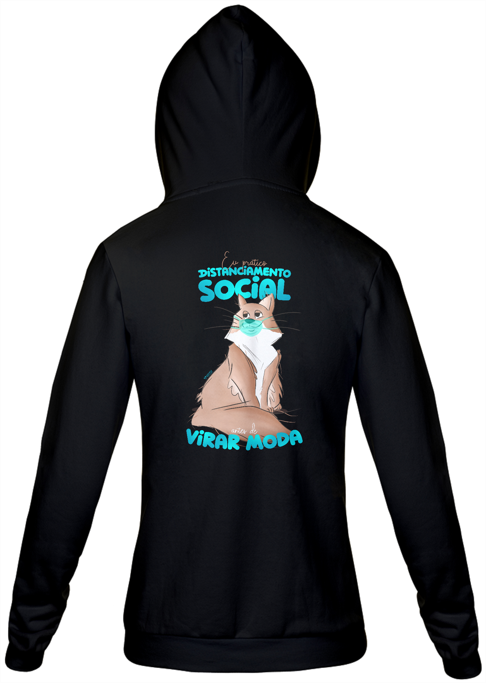 Nome do produto: Moletom com Zíper Gato Distanciamento SOcial