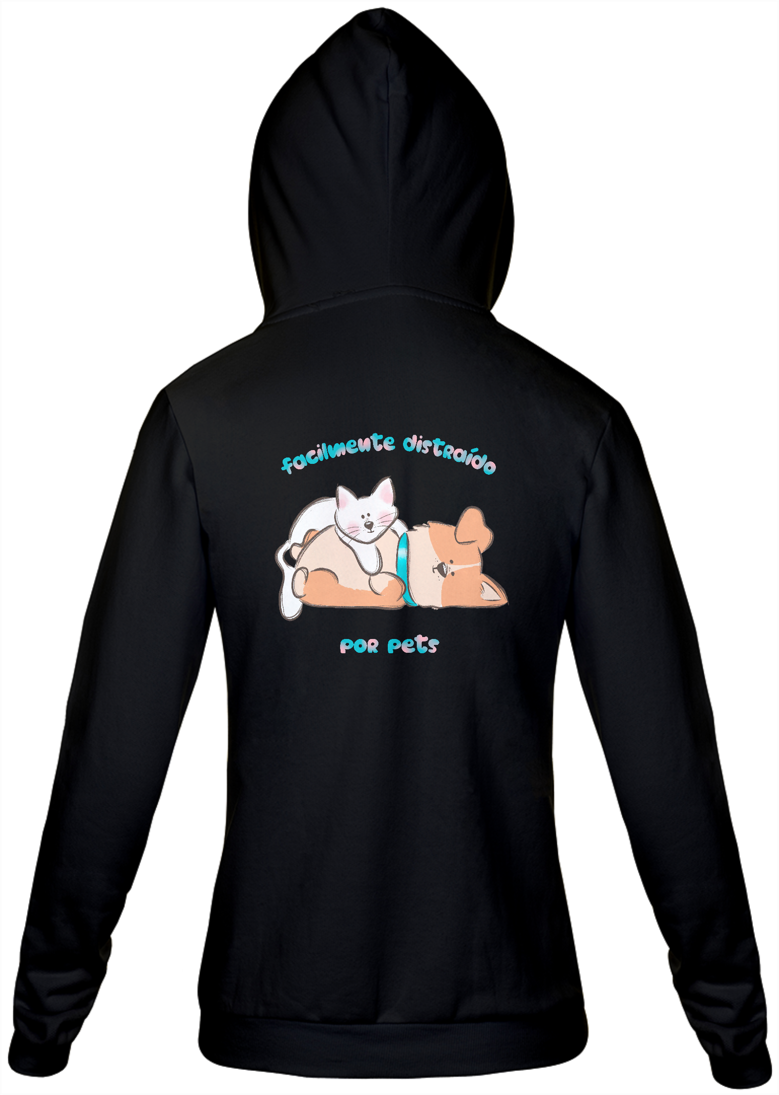 Nome do produto: Moletom com Zíper Masculino Facilmente Distraído por Pets