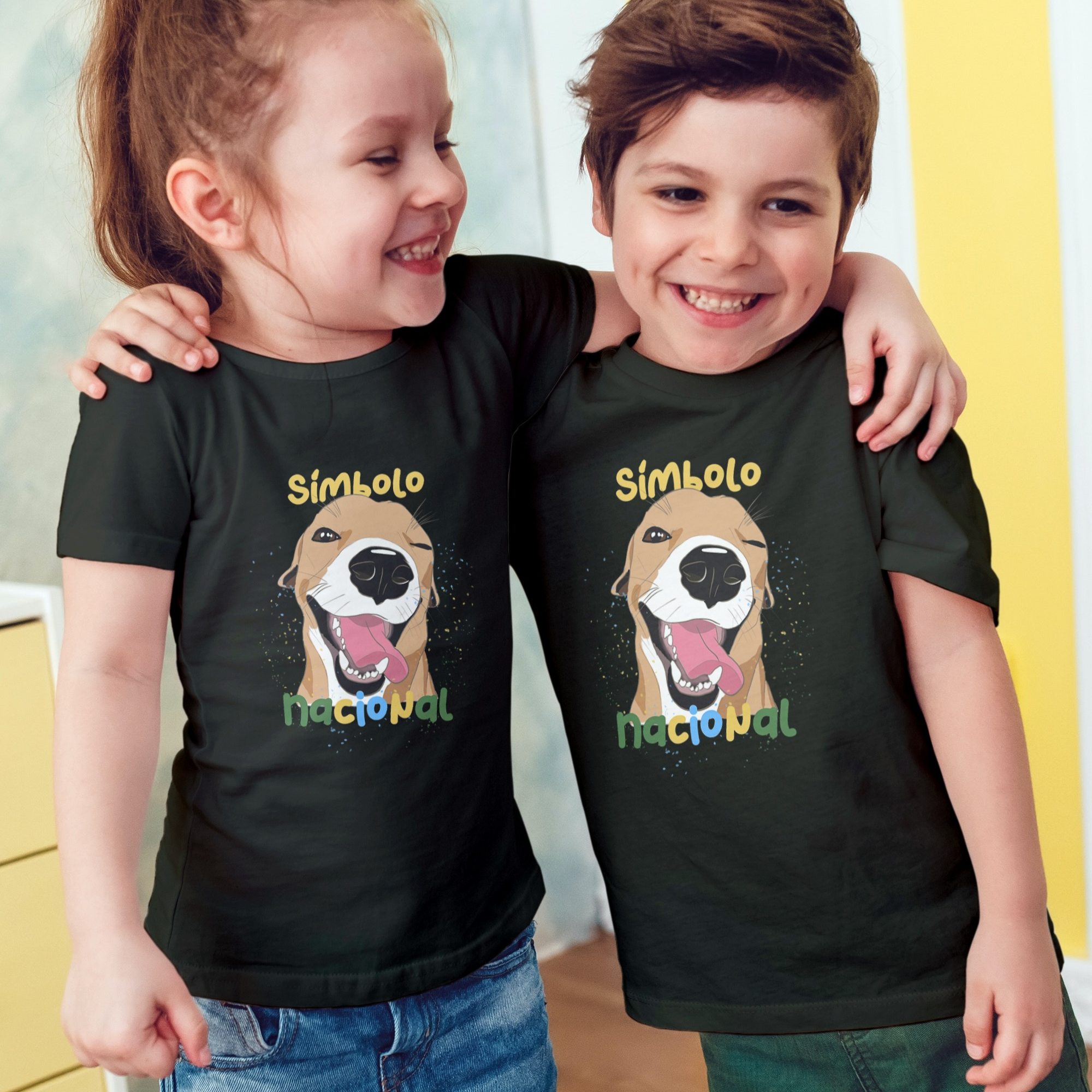 Nome do produto: Camiseta Infantil Unissex Vira-lata Caramelo Símbolo Nacional