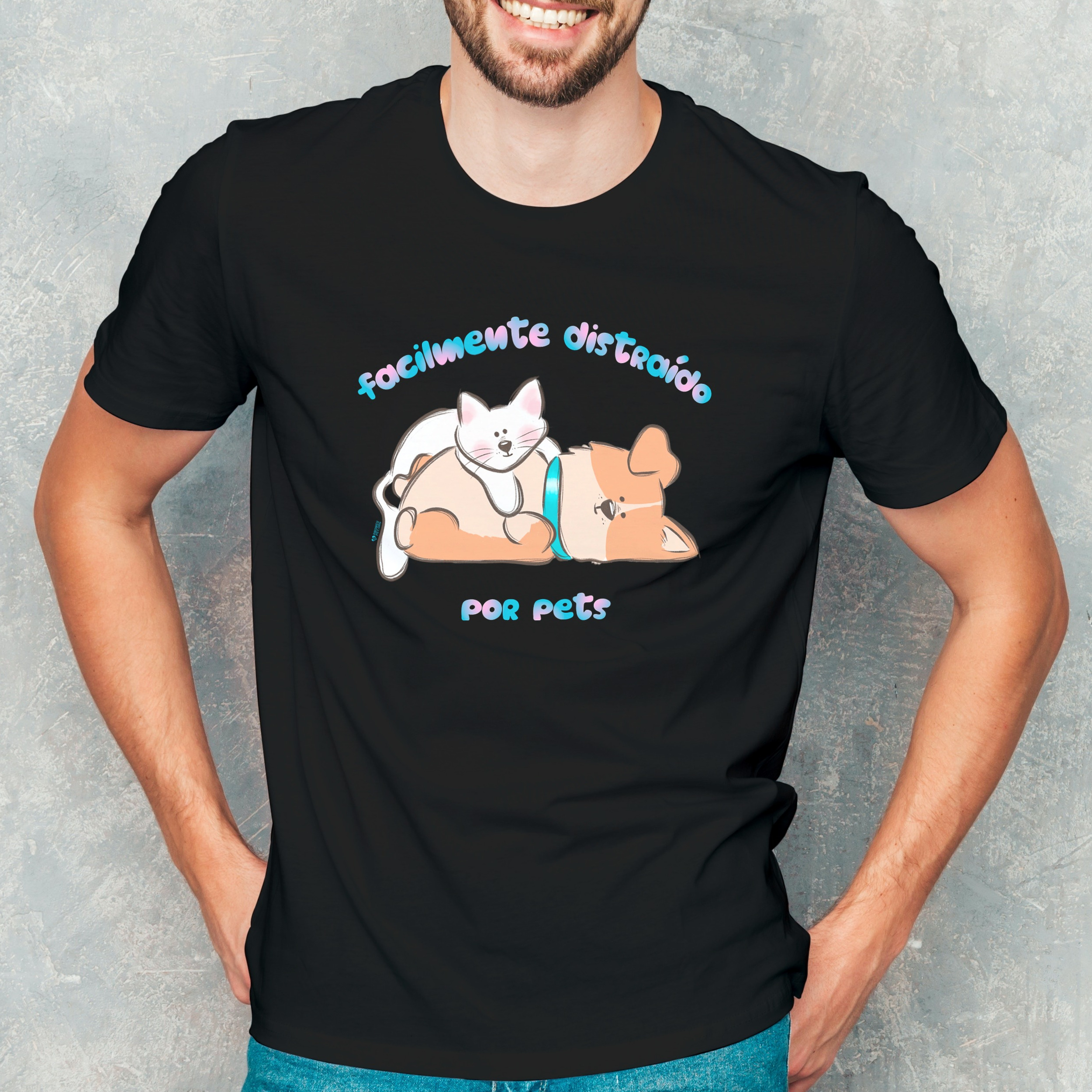 Nome do produto: Camiseta Masculina Facilmente Distraído por Pets