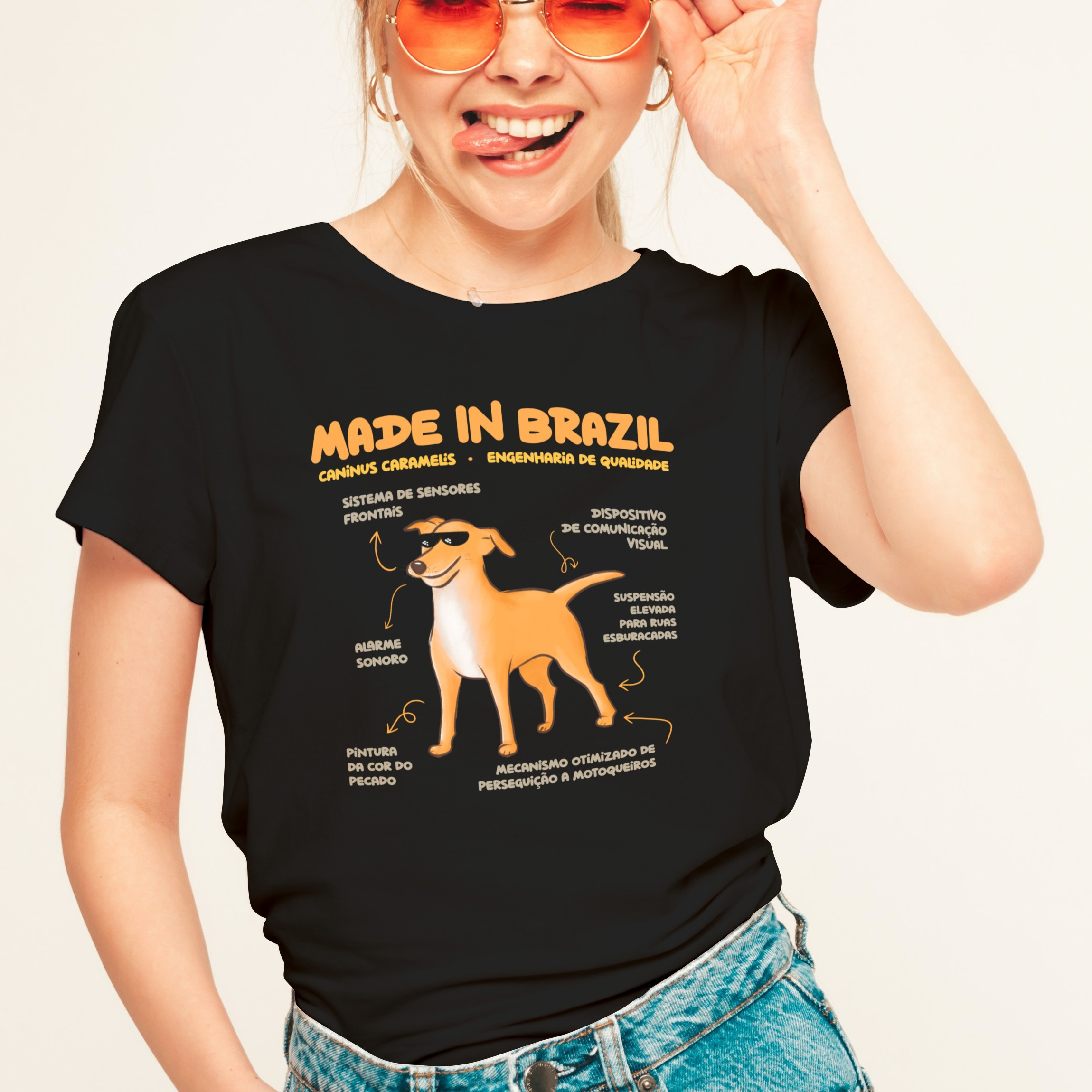 Nome do produto: Camiseta Feminina Vira-lata Caramelo Made in Brazil