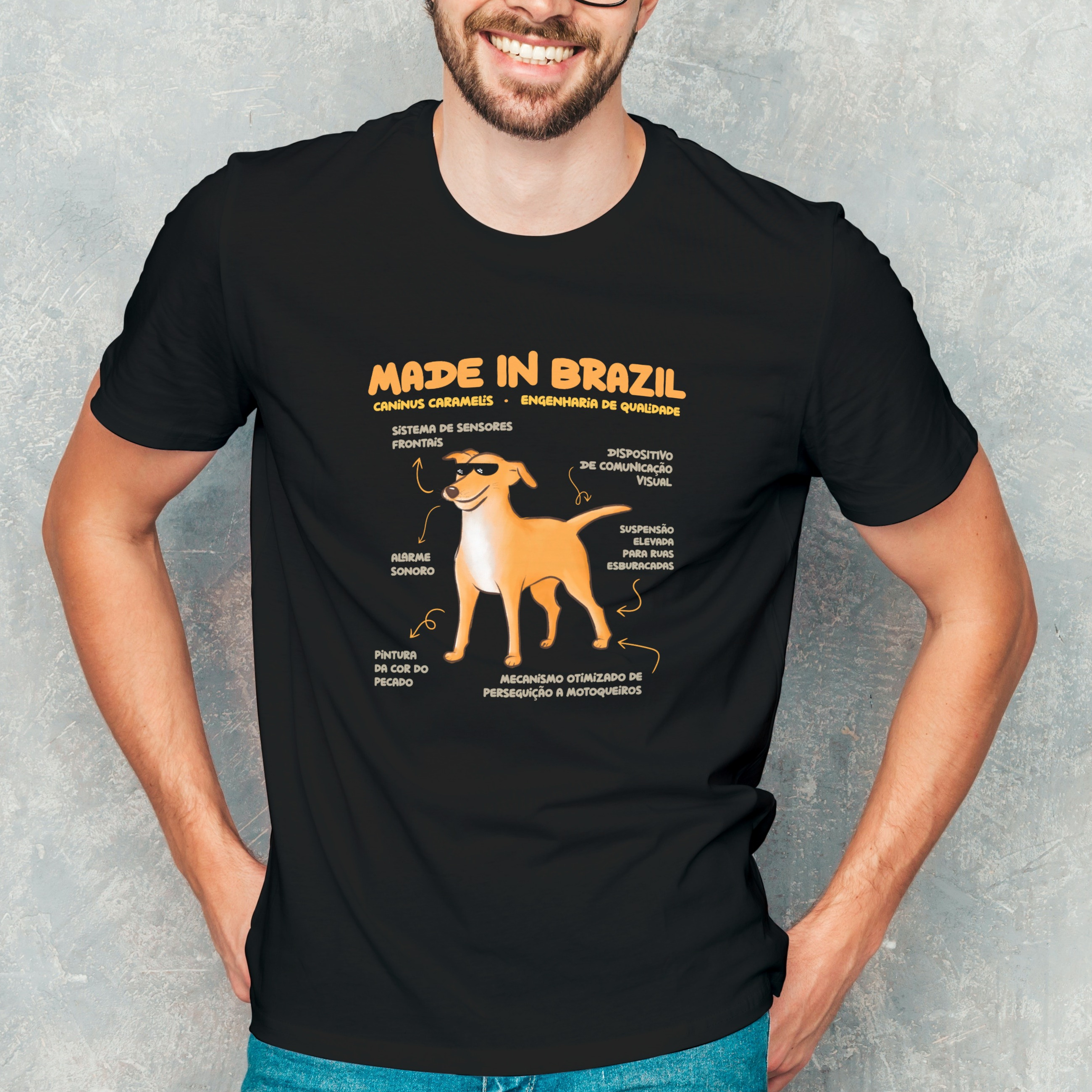 Nome do produto: Camiseta Masculina Vira-lata Caramelo Made in Brazil