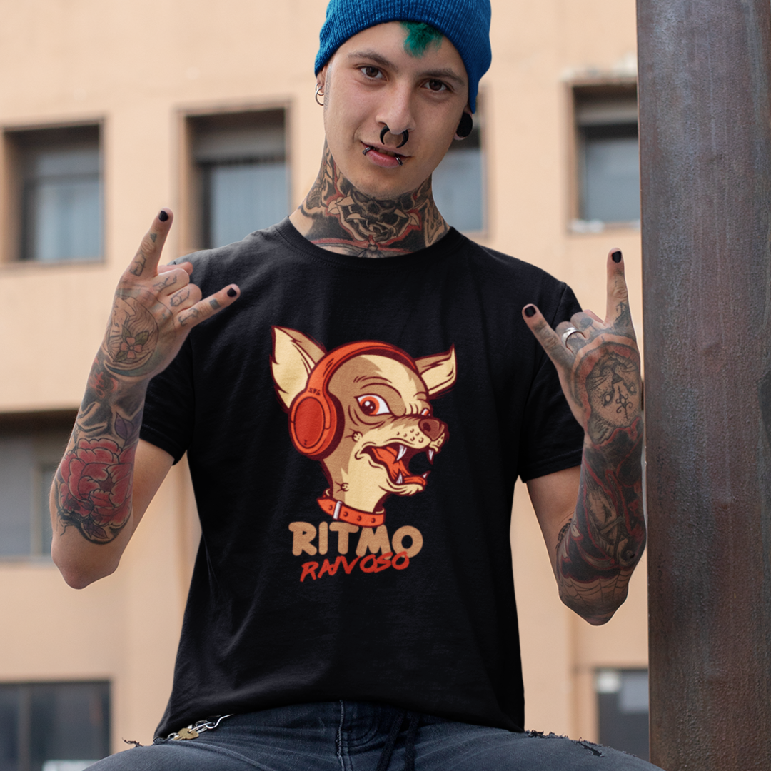 Nome do produto: Camiseta Masculina Cachorro Pinscher Ritmo Raivoso