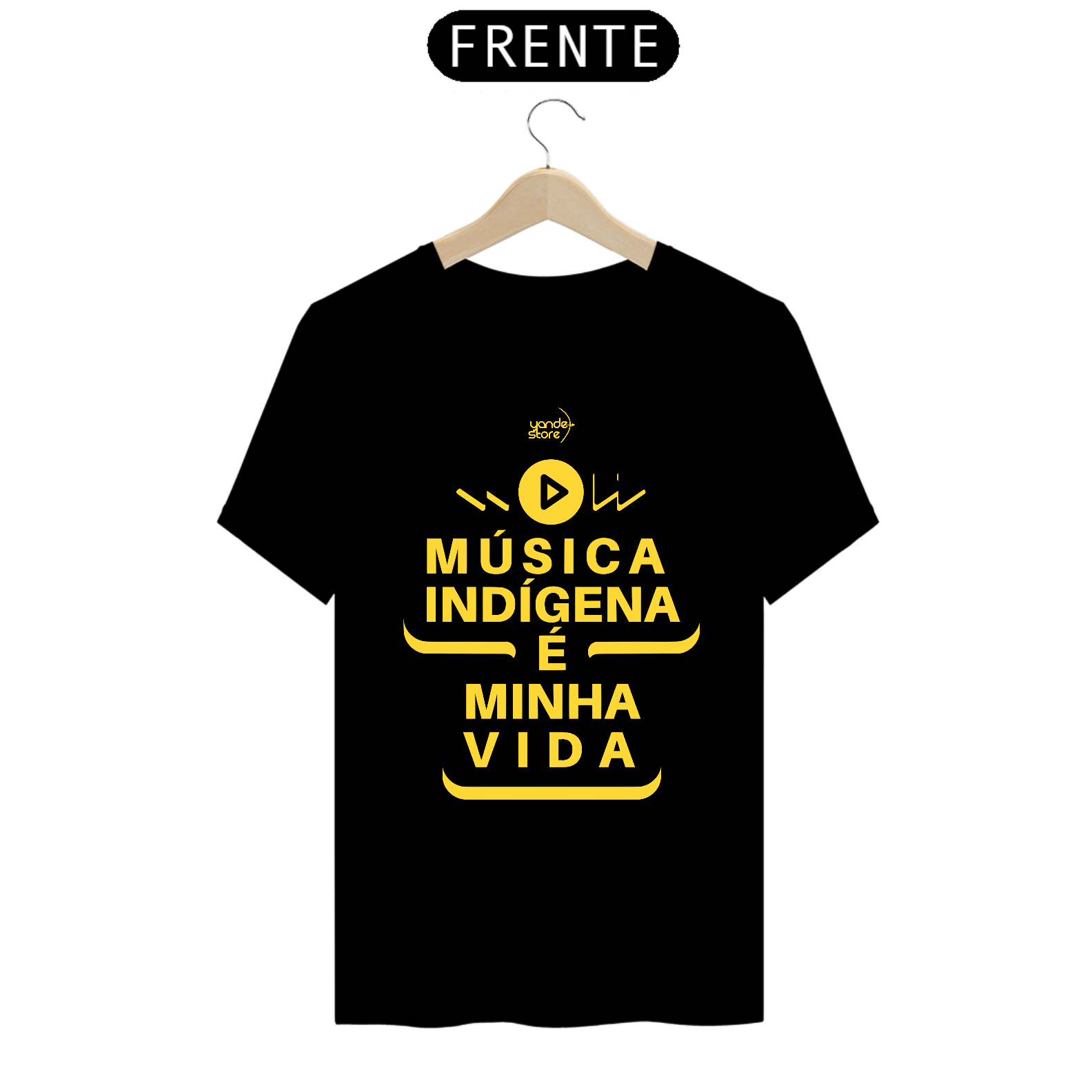 Nome do produto: Música indígena é minha vida Black T-Shirt