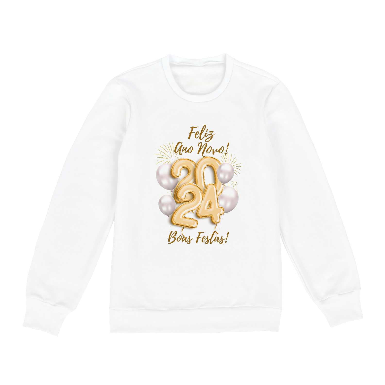 Nome do produto: Moletom Unissex Ano Novo 2024 Balão Festivo
