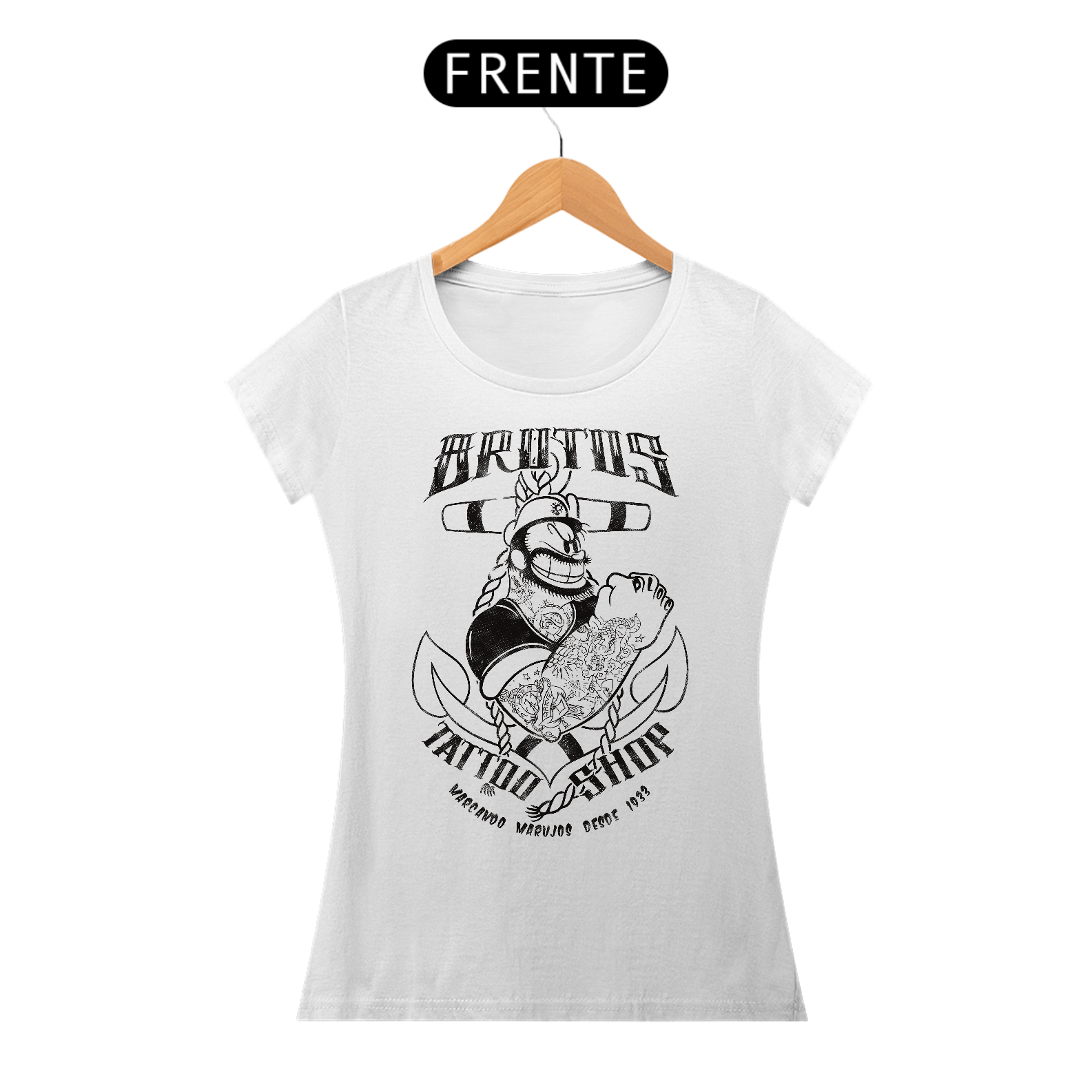 Nome do produto: Baby Look Popeye Brutus Tattoo Shop