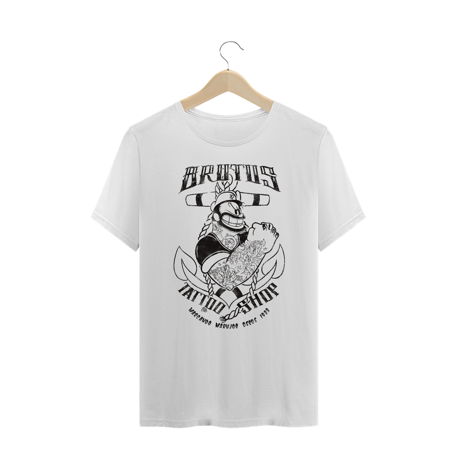 Nome do produto: Camiseta Plus Size Popeye Brutus Tattoo Shop