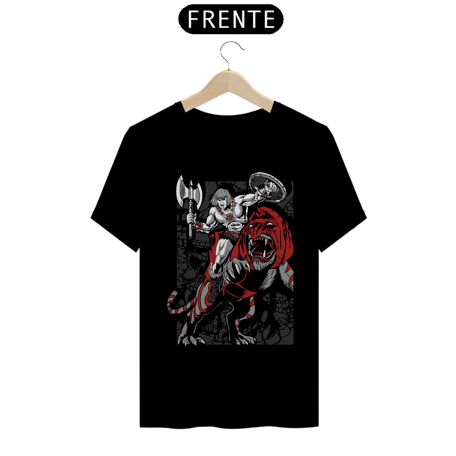Nome do produto: Camiseta He-Man e Gato Guerreiro
