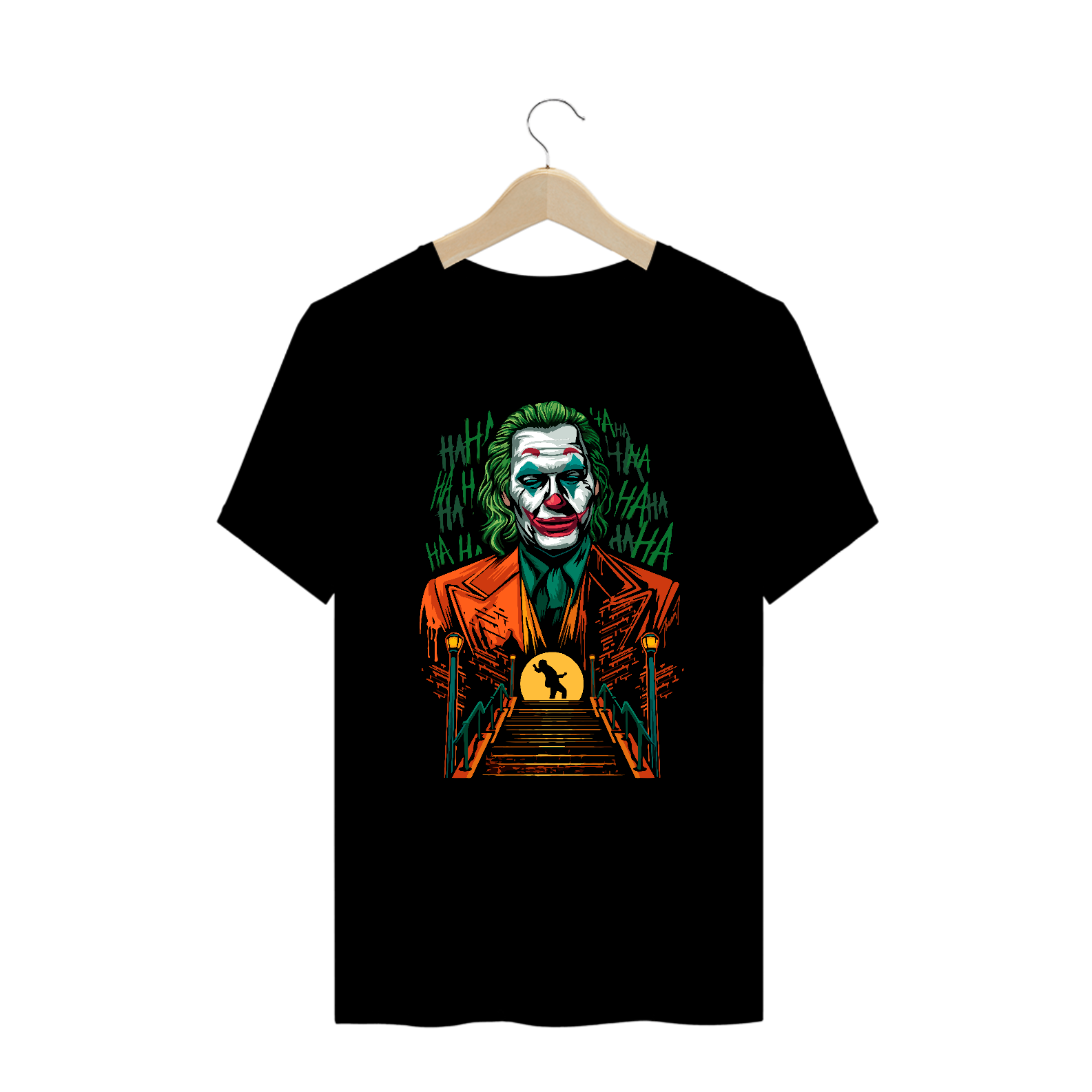 Nome do produto: Camiseta Plus Size The Joker Escadaria