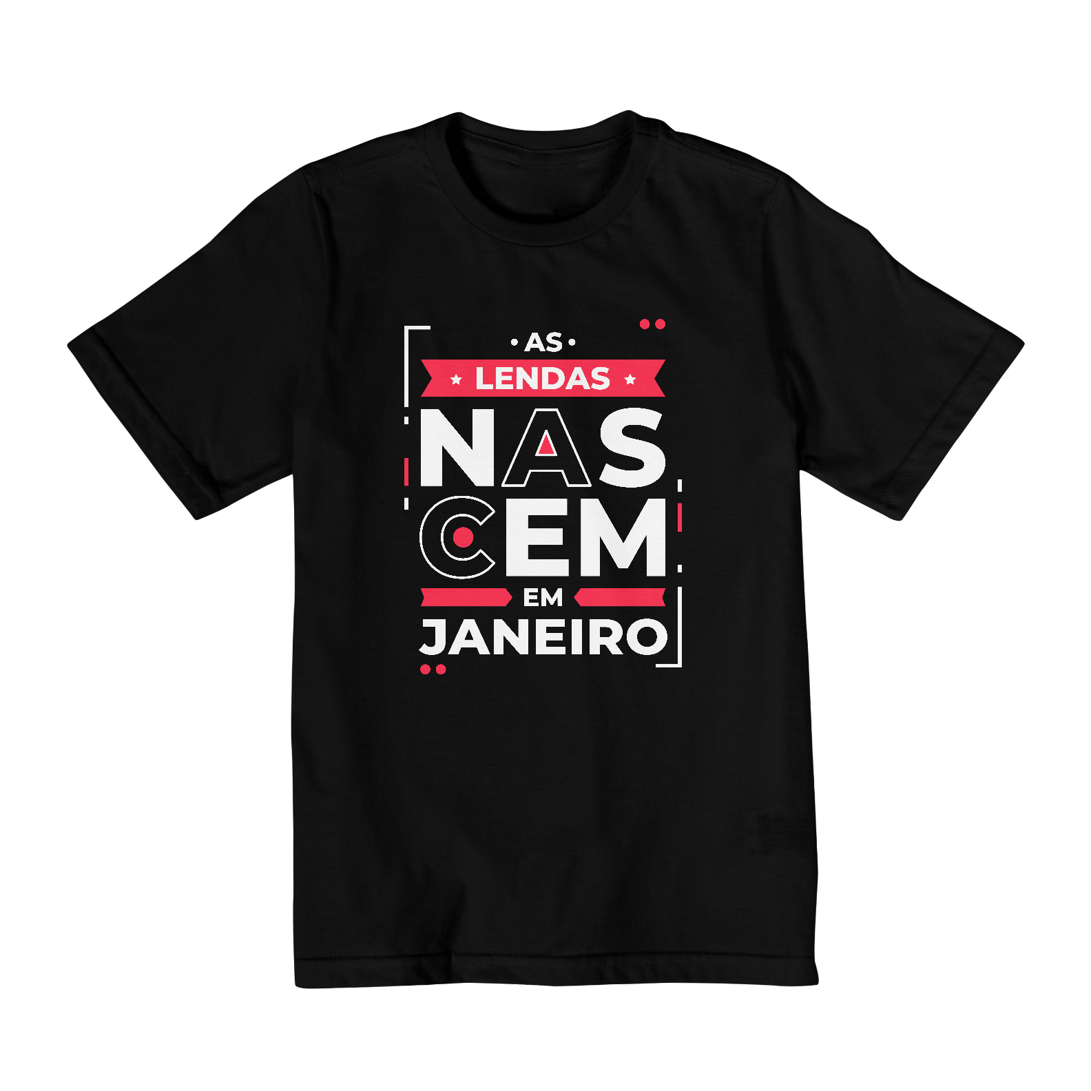 Nome do produto: Camiseta Infantil (10 a 14) Lendas Nascem em Janeiro Modernas