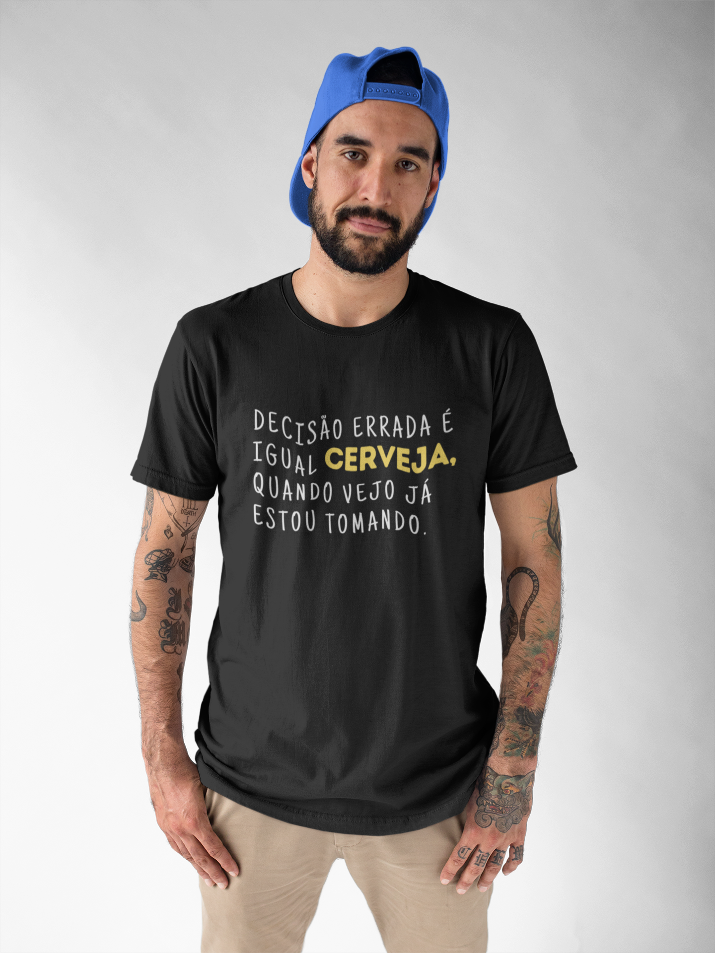 Nome do produto: Camiseta Masculina Buteco - Decisão errada é igual cerveja, quando vejo já estou tomando.