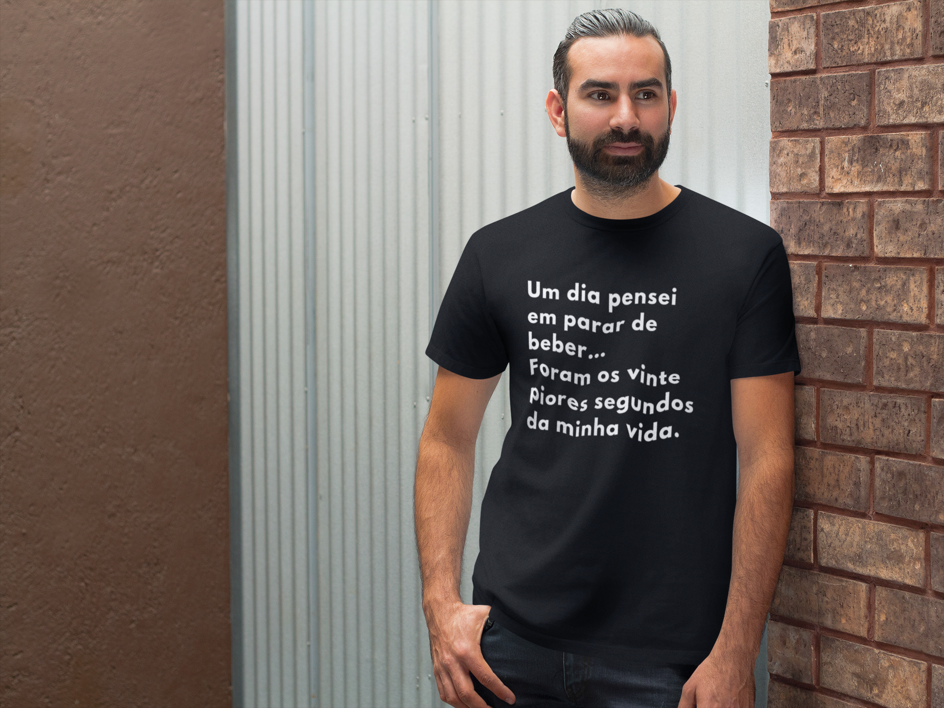 Camiseta Masculina Buteco - Pensei em parar de beber... Foram os vinte piores segundos da minha vida!