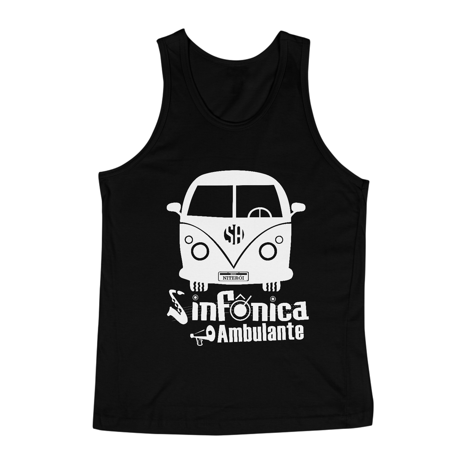 Nome do produto: Regata Sinfônica Ambulante (estampa branca)