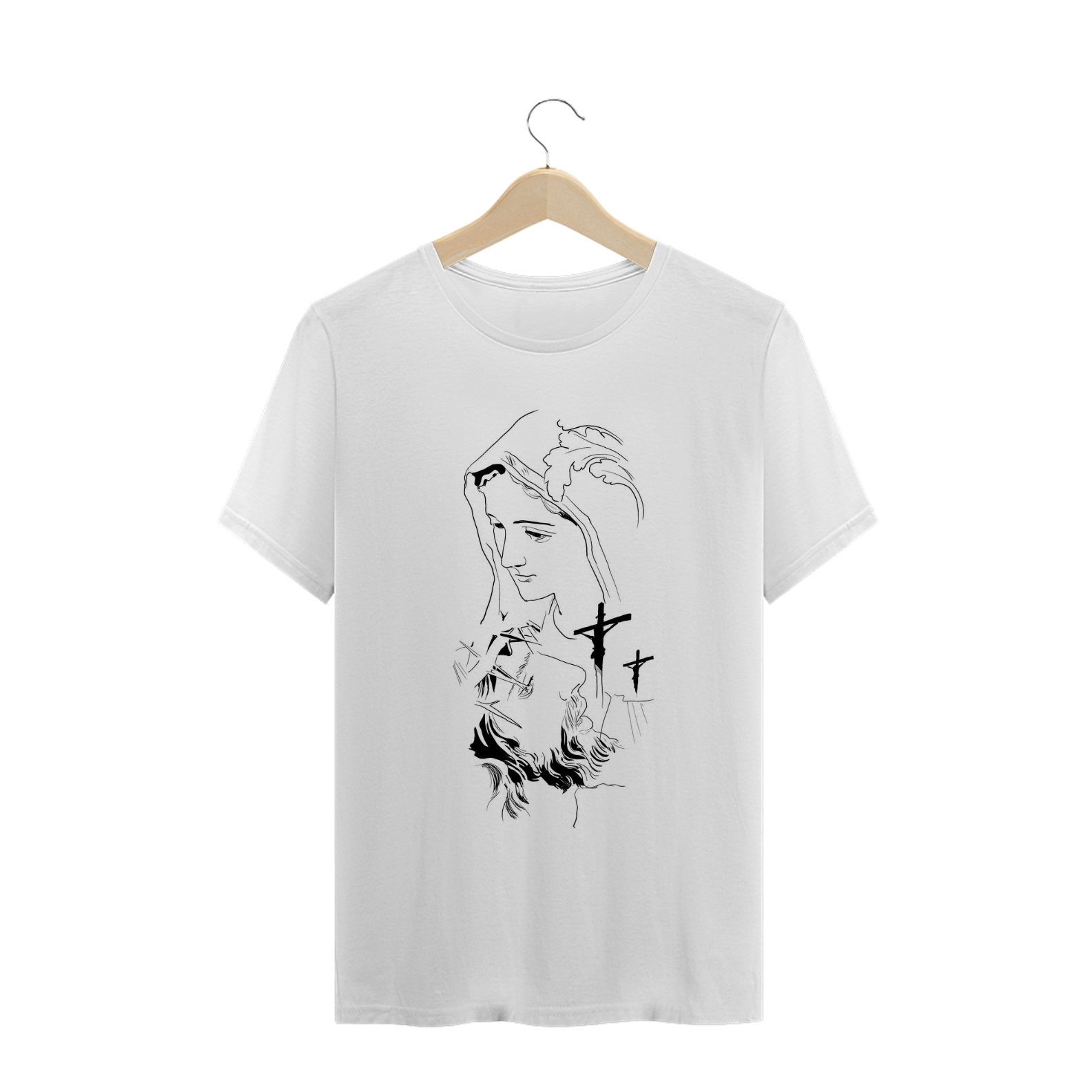 Nome do produto: Camiseta Masculina Jesus e Maria